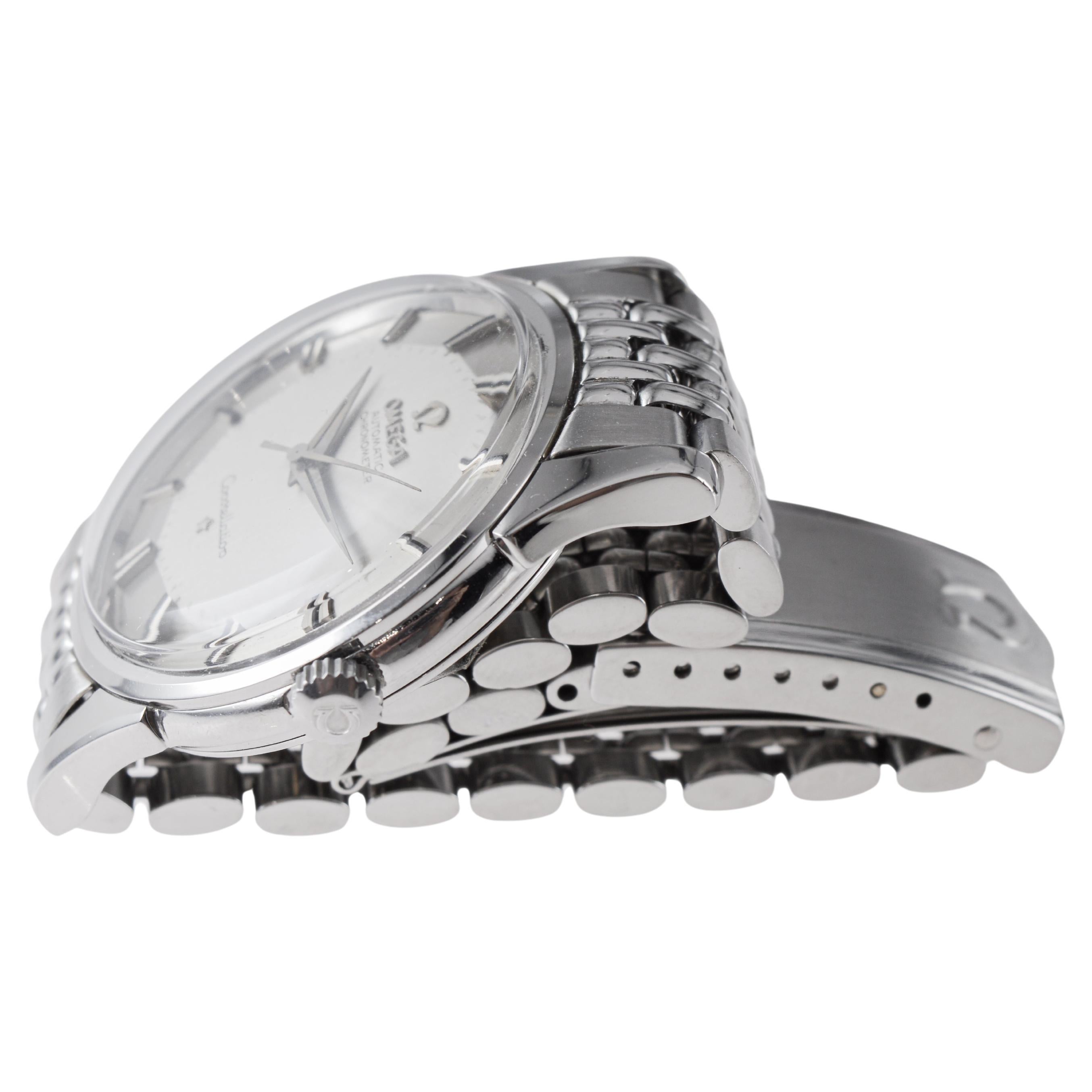 Omega Constellation en acier inoxydable avec cadran et bracelet d'origine années 1950 en vente 6