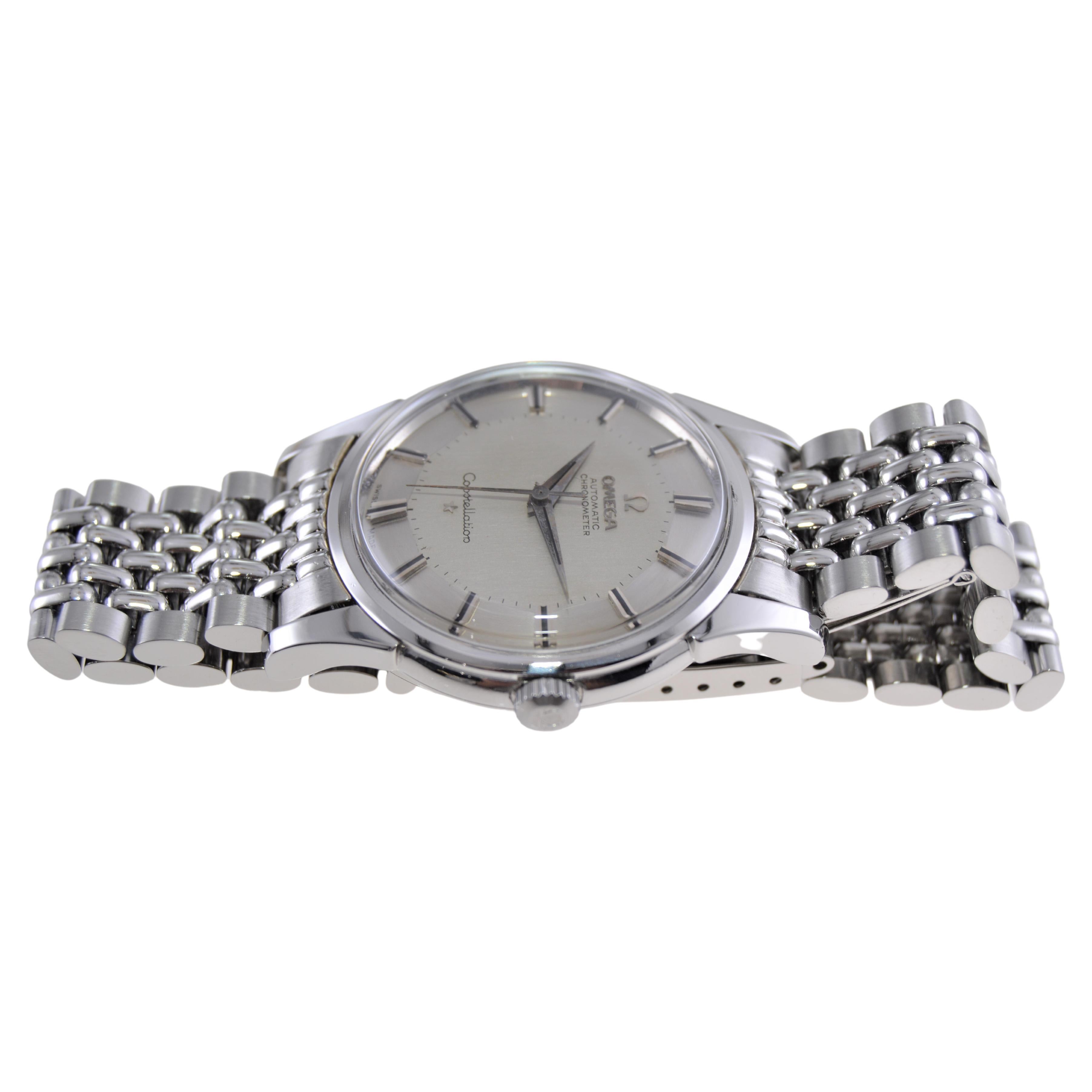 Omega Constellation en acier inoxydable avec cadran et bracelet d'origine années 1950 en vente 8