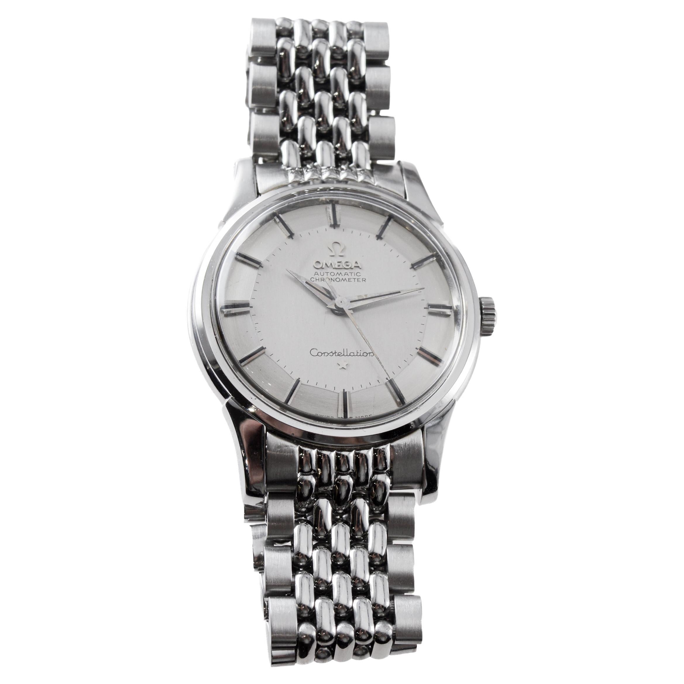 Omega Constellation en acier inoxydable avec cadran et bracelet d'origine années 1950 en vente 2