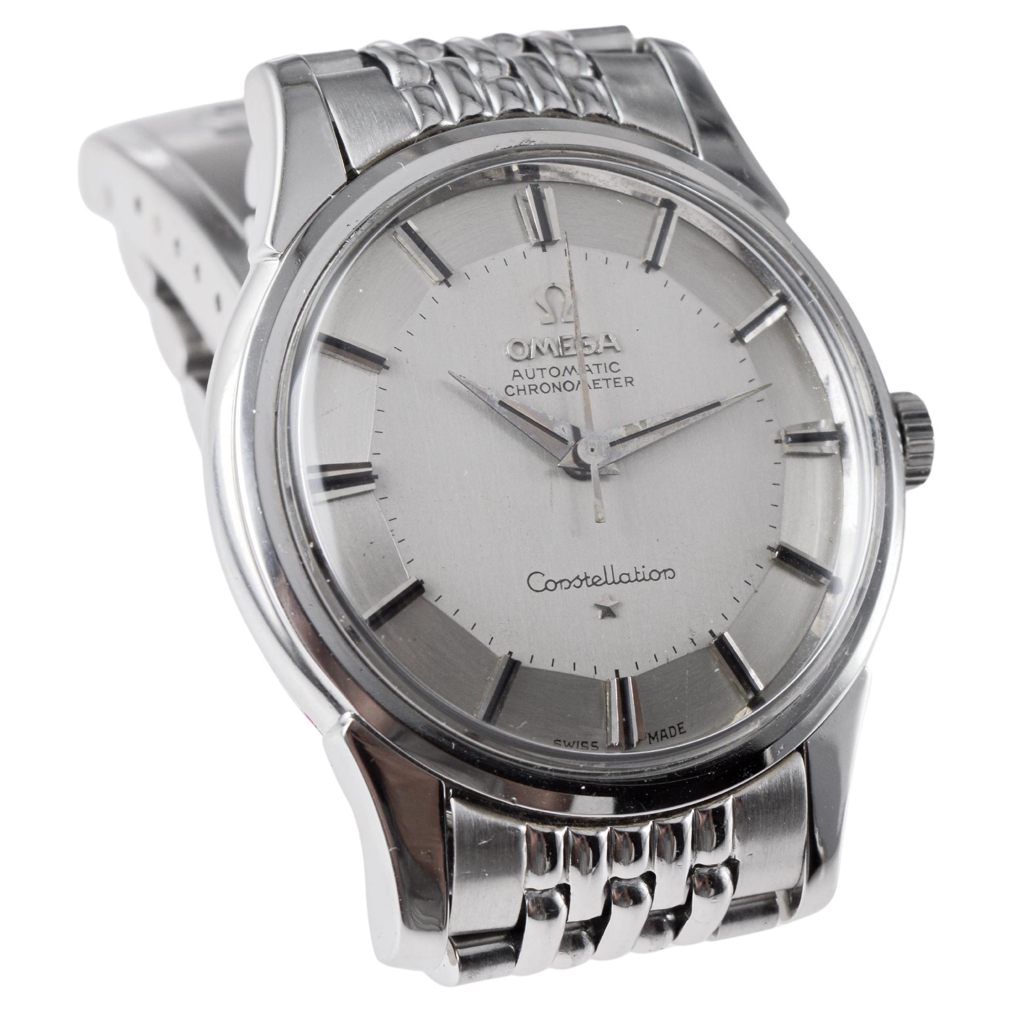 Omega Constellation en acier inoxydable avec cadran et bracelet d'origine années 1950 en vente 3