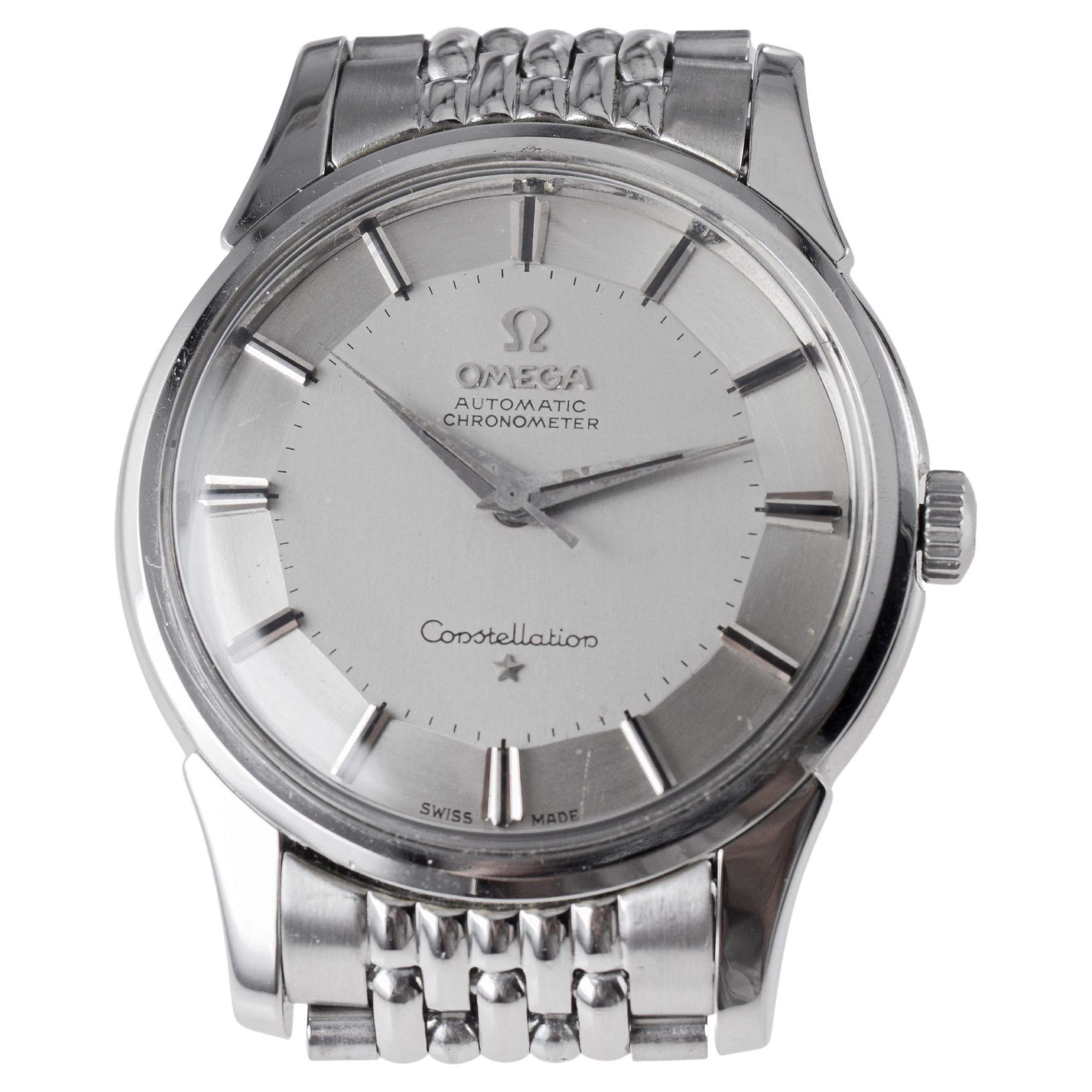 Omega Constellation en acier inoxydable avec cadran et bracelet d'origine années 1950 en vente 4