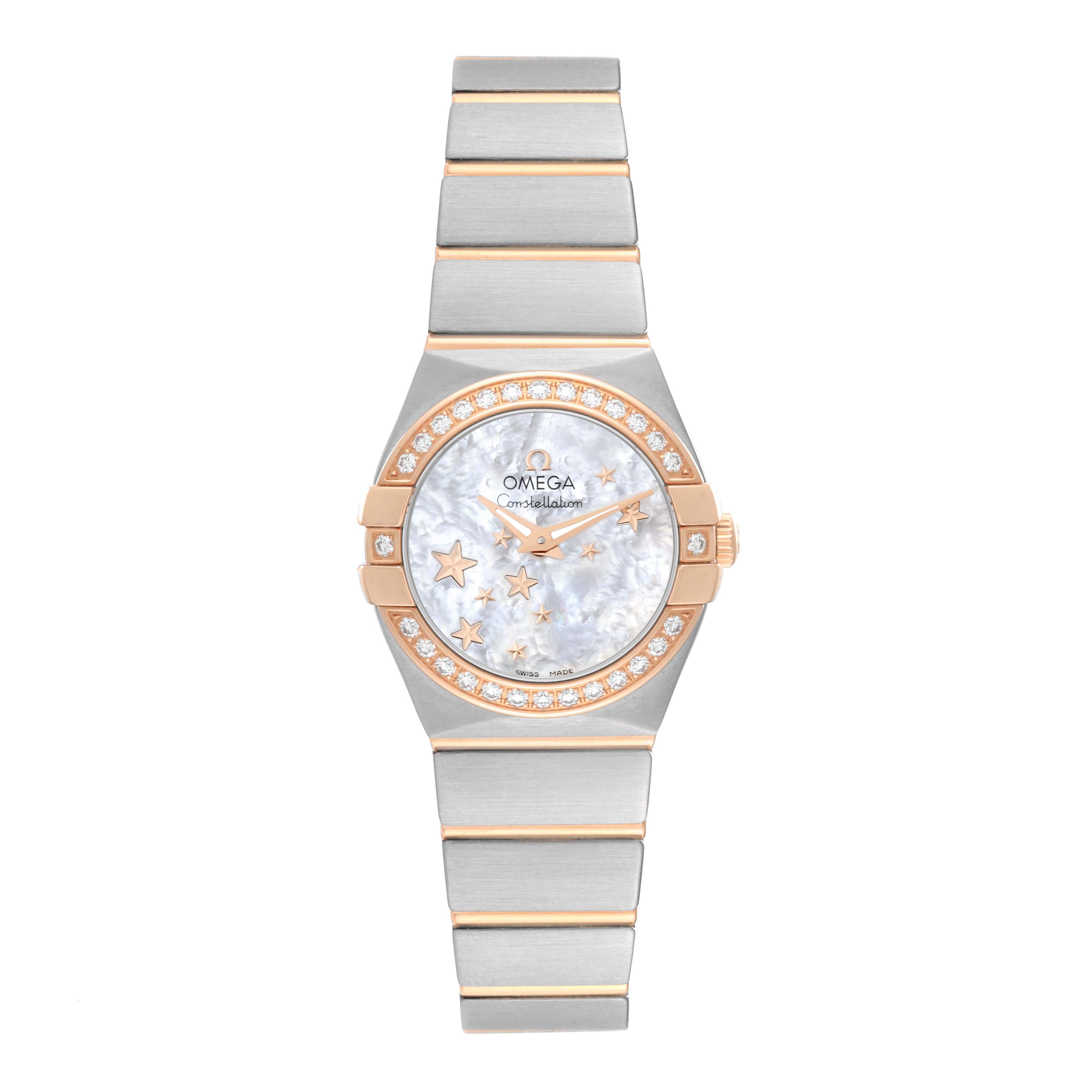 Omega Constellation Star Steel Rose Gold Diamond Ladies Watch 2