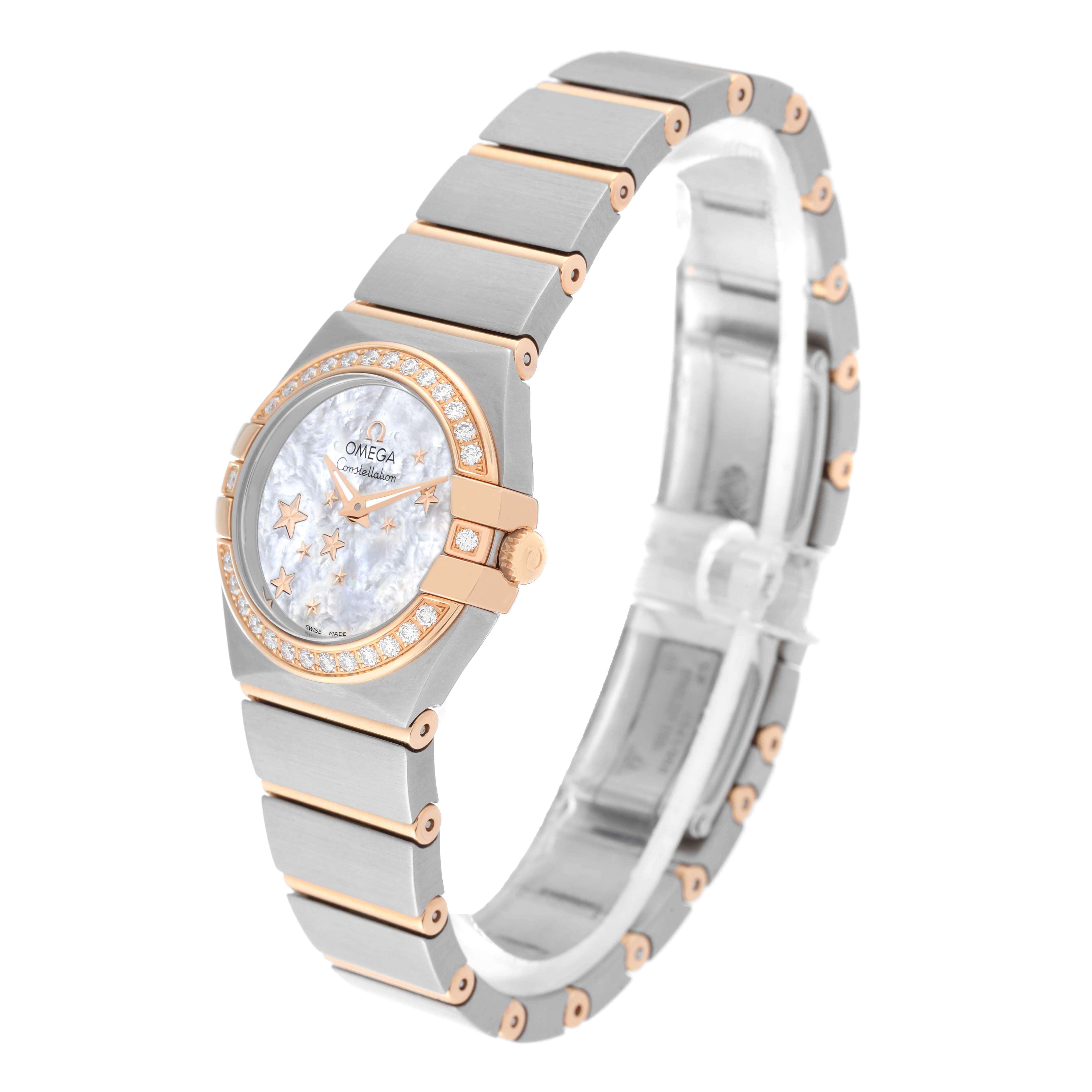 Omega Constellation Star Steel Rose Gold Diamond Ladies Watch 4