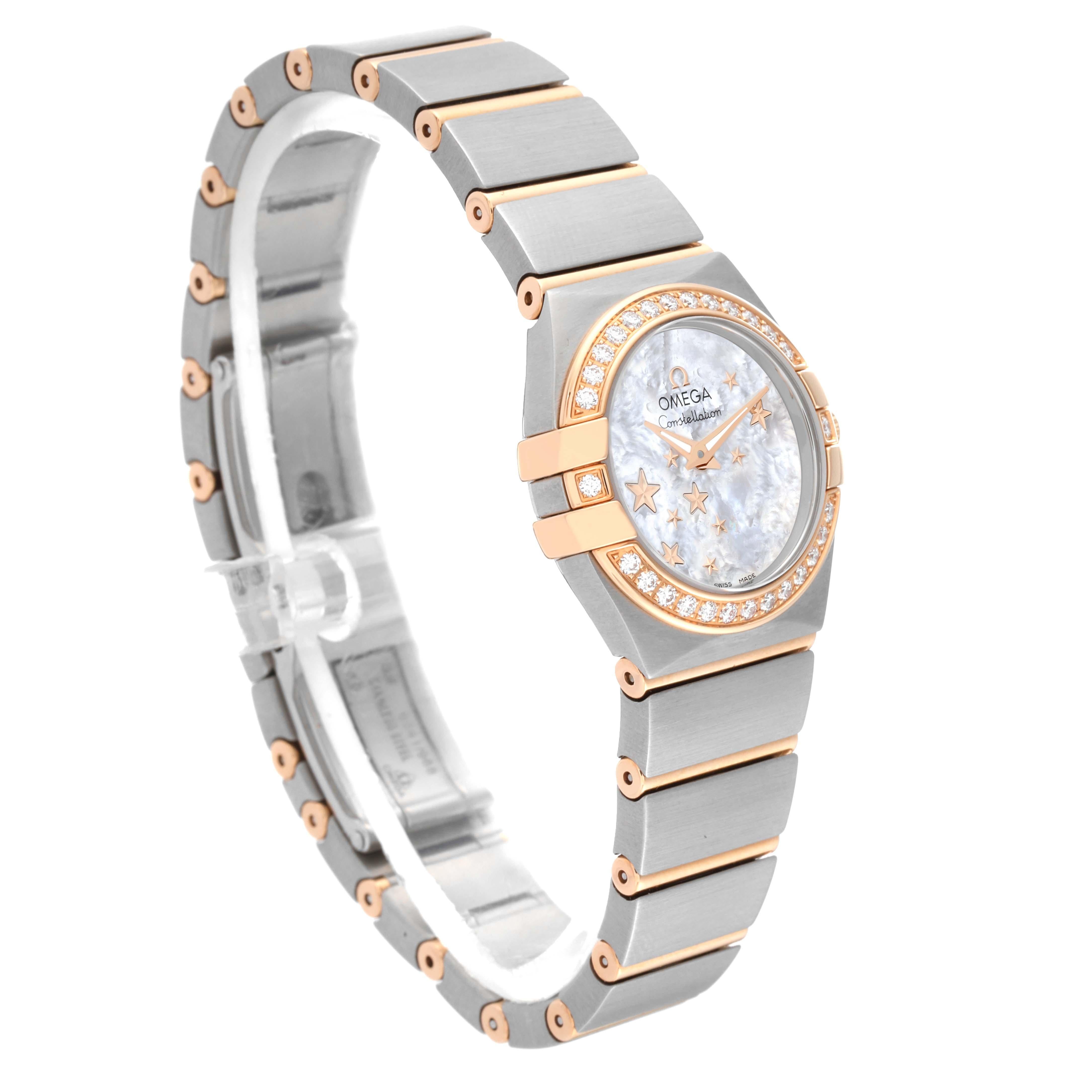 Omega Constellation Star Steel Rose Gold Diamond Ladies Watch 5