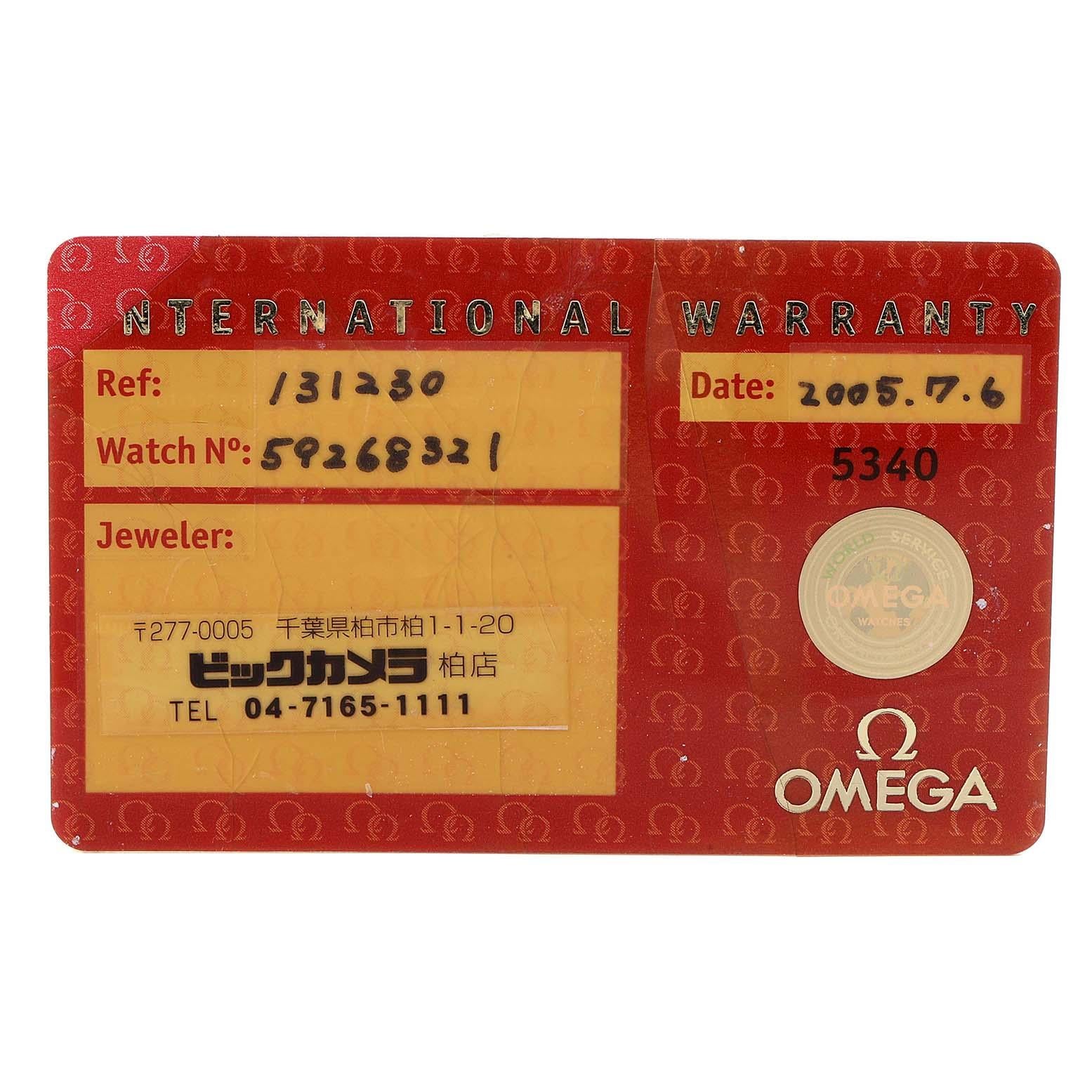 Omega Constellation Steel 18 Karat Yellow Gold Men's Watch 1312.30.00 Card 6