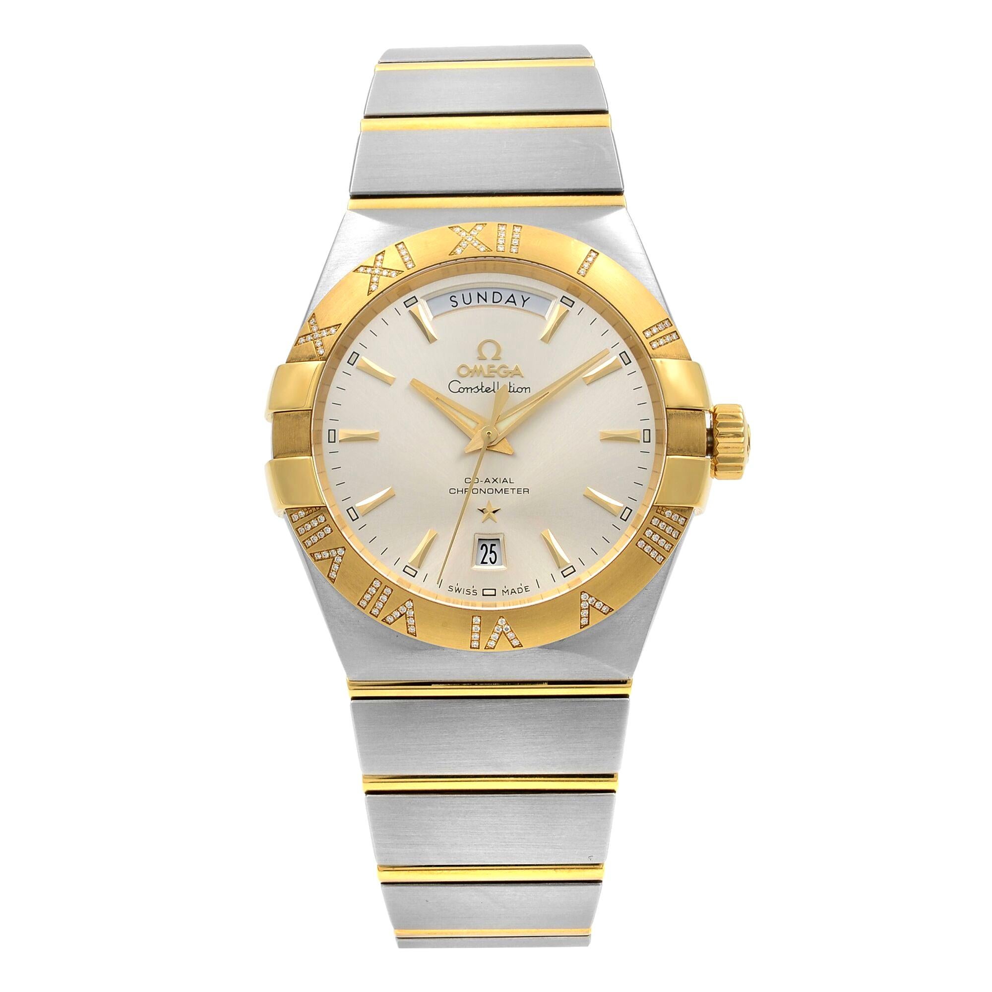 Omega Constellation Steel Gold Diamonds Automatic Mens Watch 123.25.38.22.02.002