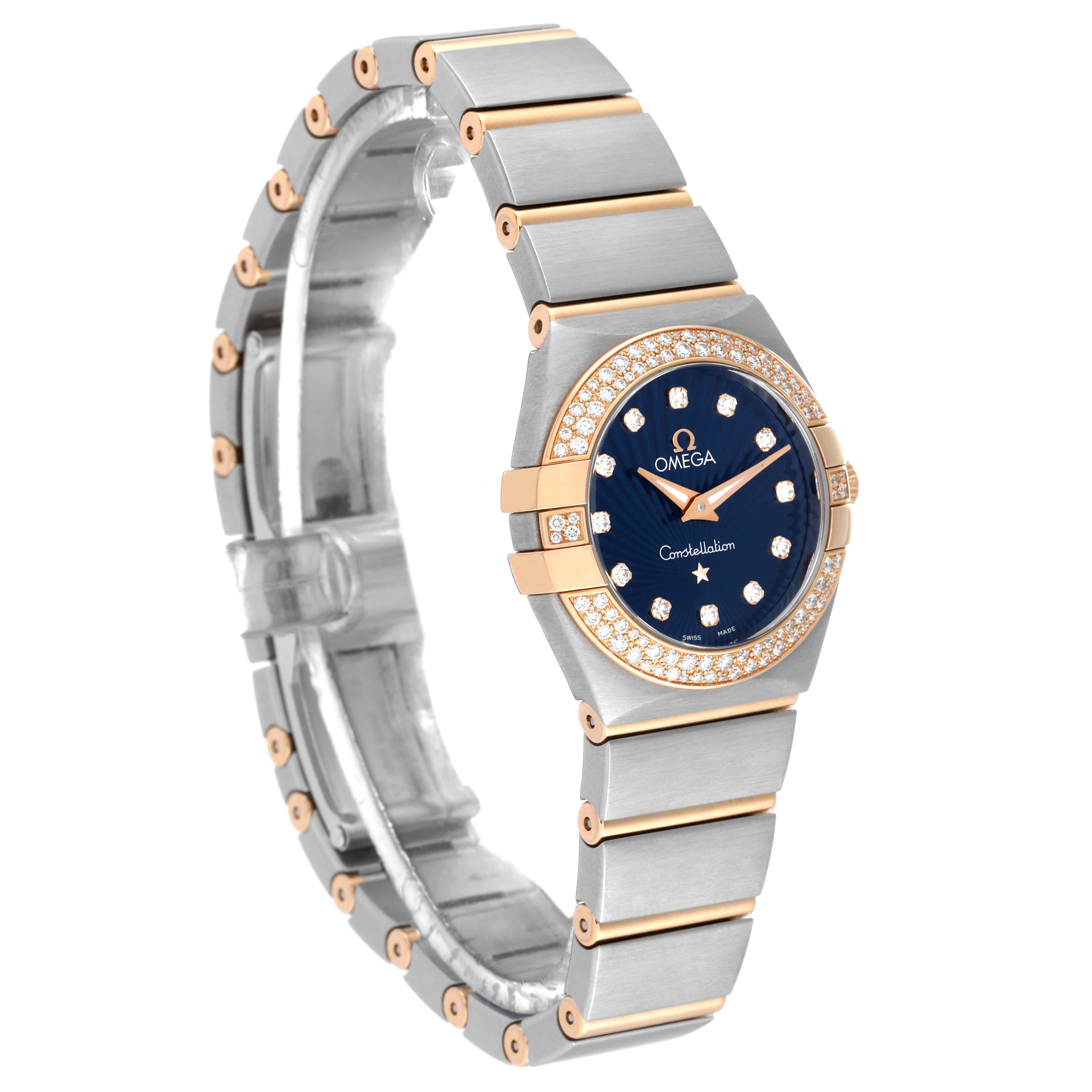 Omega Constellation Steel Rose Gold Diamond Ladies Watch 123.25.24.60.53.001 Excellent état - En vente à Atlanta, GA