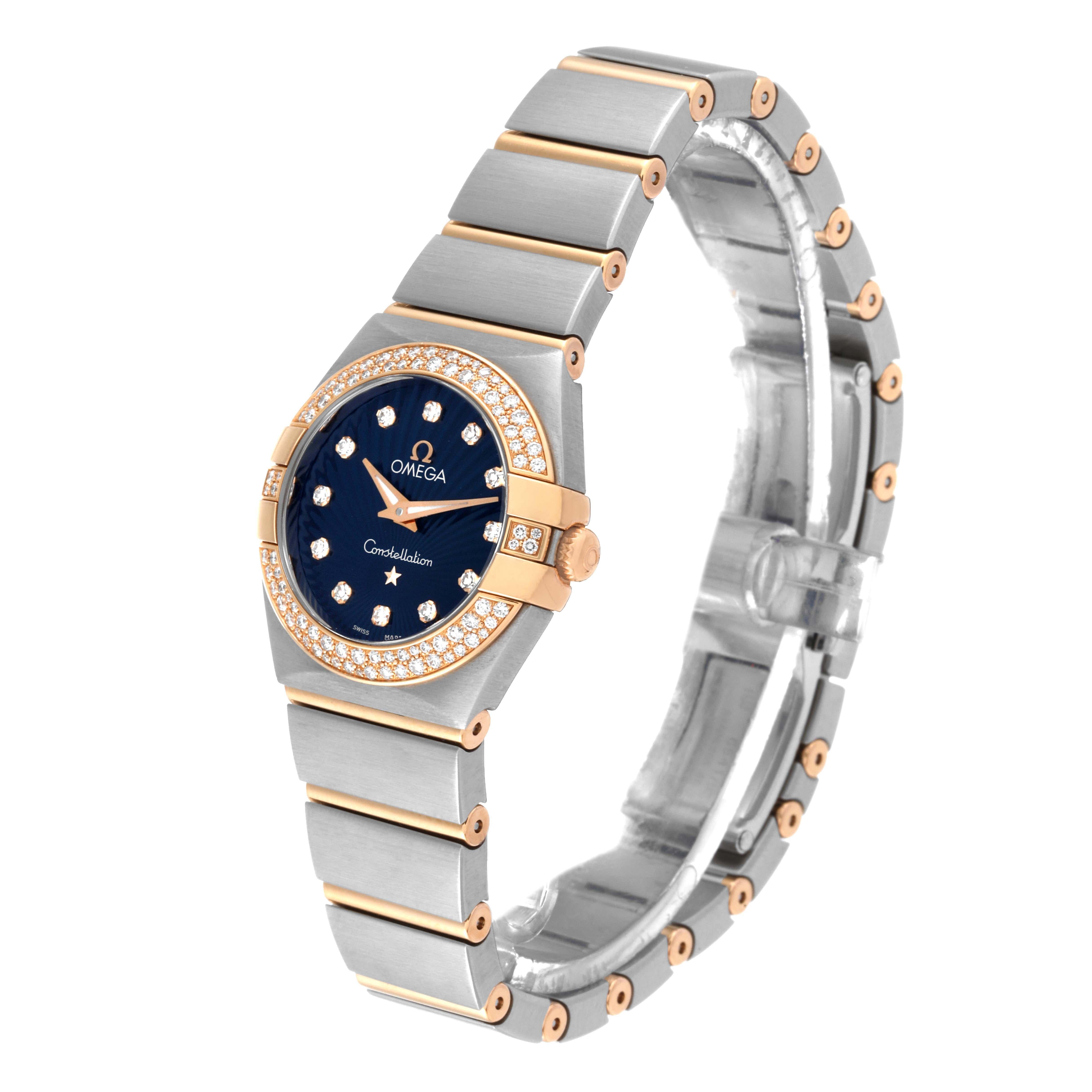 Omega Constellation Steel Rose Gold Diamond Ladies Watch 123.25.24.60.53.001 Pour femmes en vente