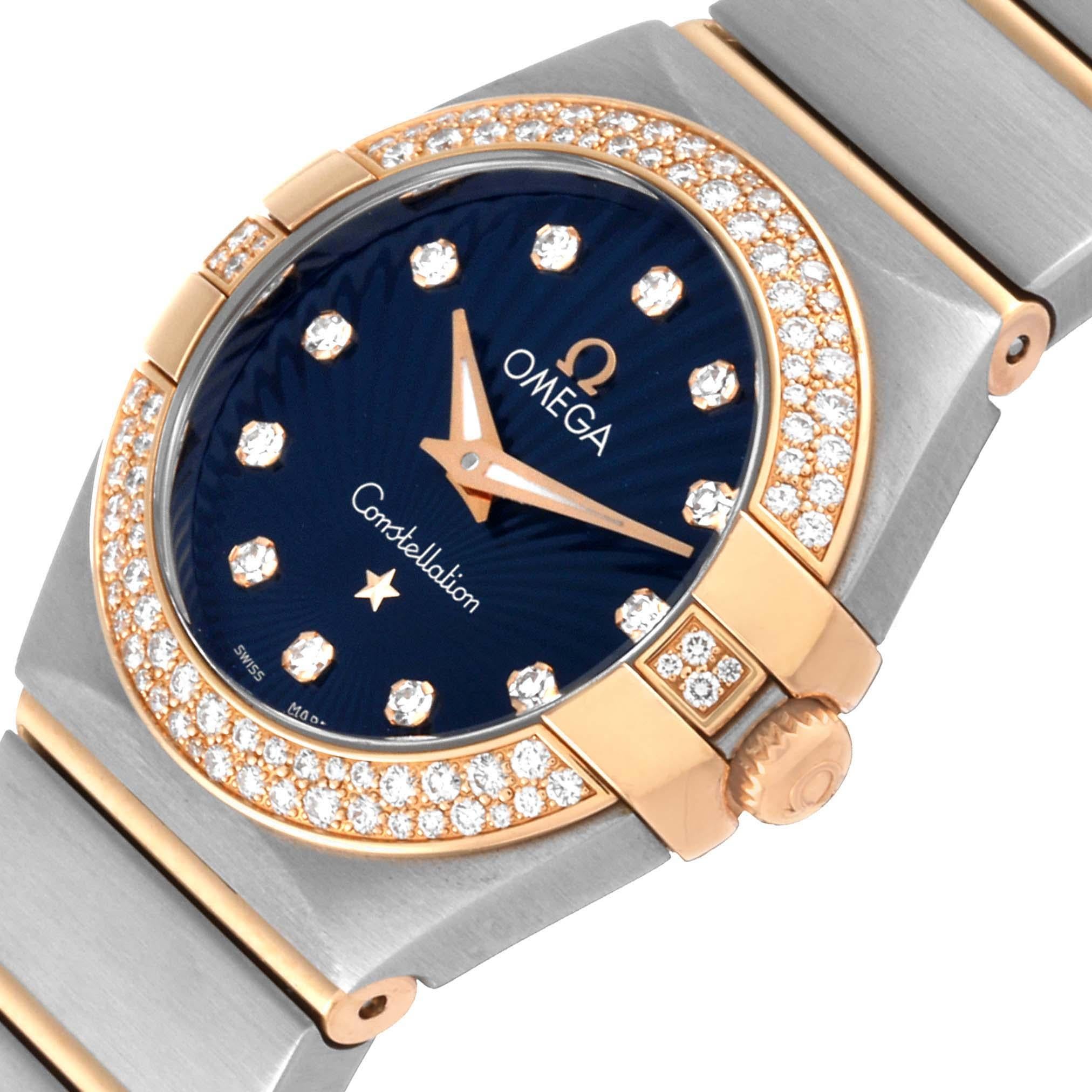 Omega Constellation Steel Rose Gold Diamond Ladies Watch 123.25.24.60.53.001 en vente 1