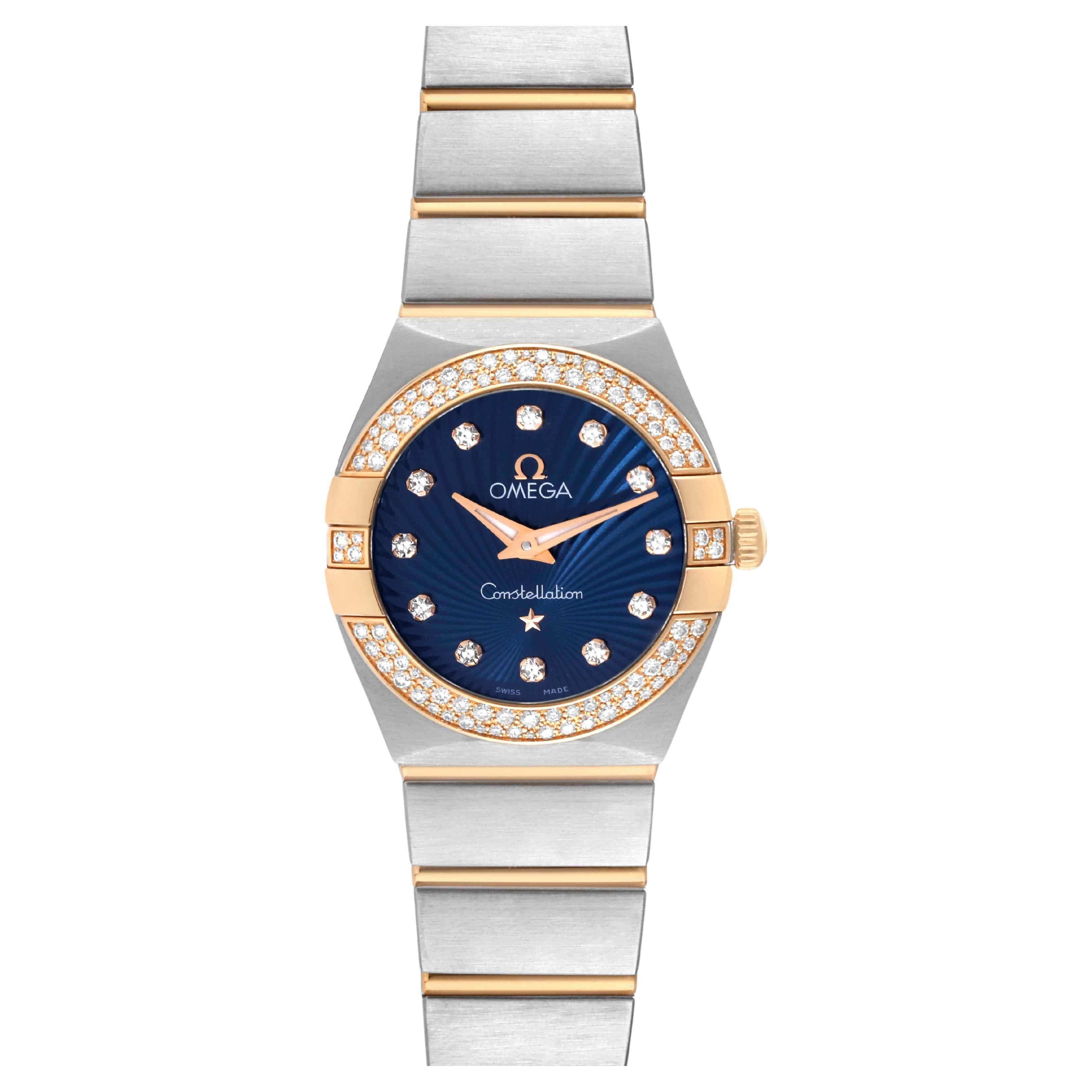 Omega Constellation Steel Rose Gold Diamond Ladies Watch 123.25.24.60.53.001 en vente