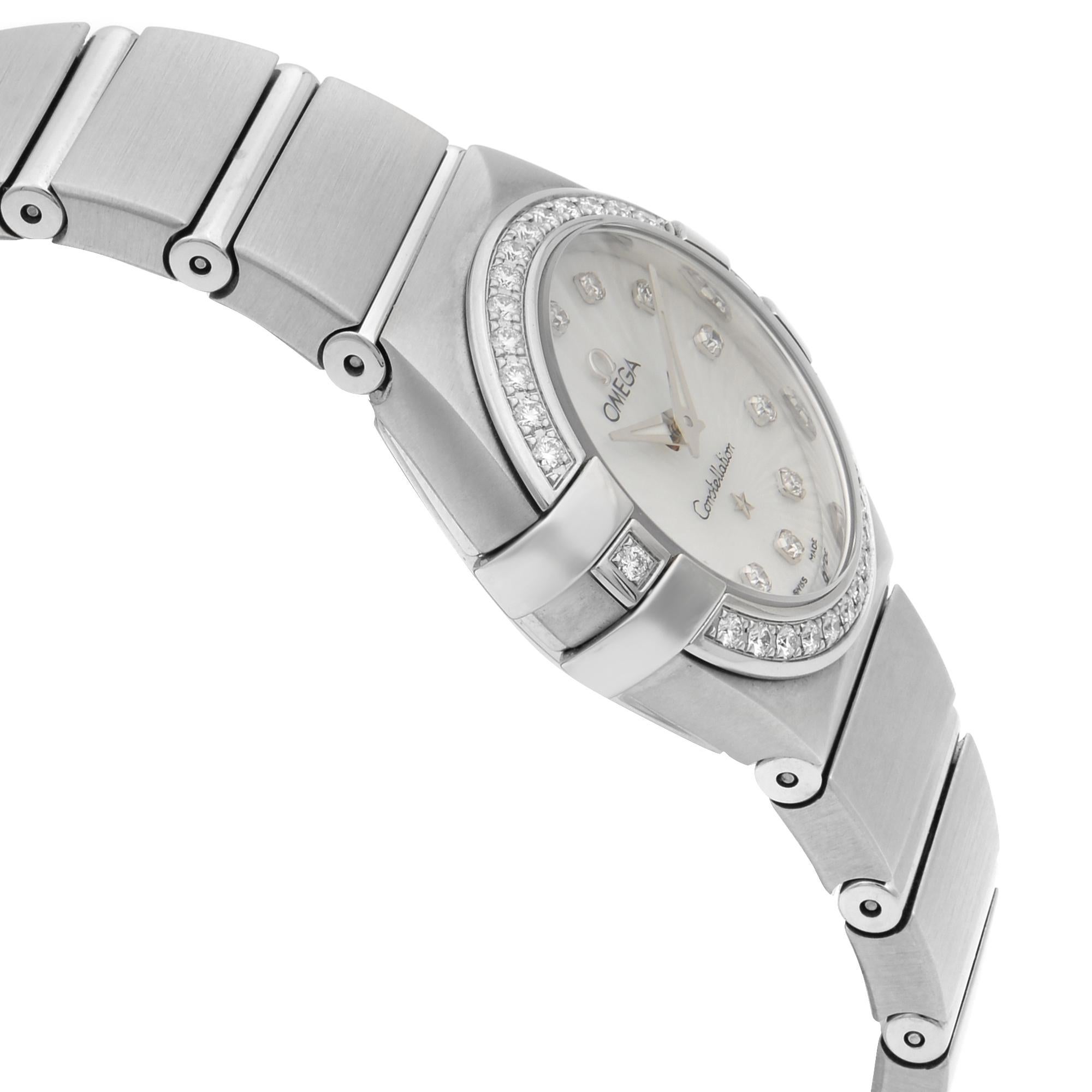 Women's Omega Constellation Steel White MOP Dial Quartz Ladies Watch 123.15.24.60.55.002