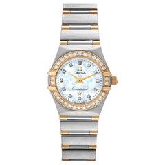 Omega Constellation Steel Yellow Gold Diamond Ladies 1367.75.00 Box Card