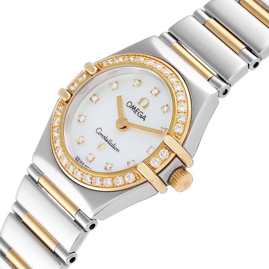 Omega Constellation Steel Yellow Gold Diamond Ladies Watch 1365.75.00 Box Card For Sale 1