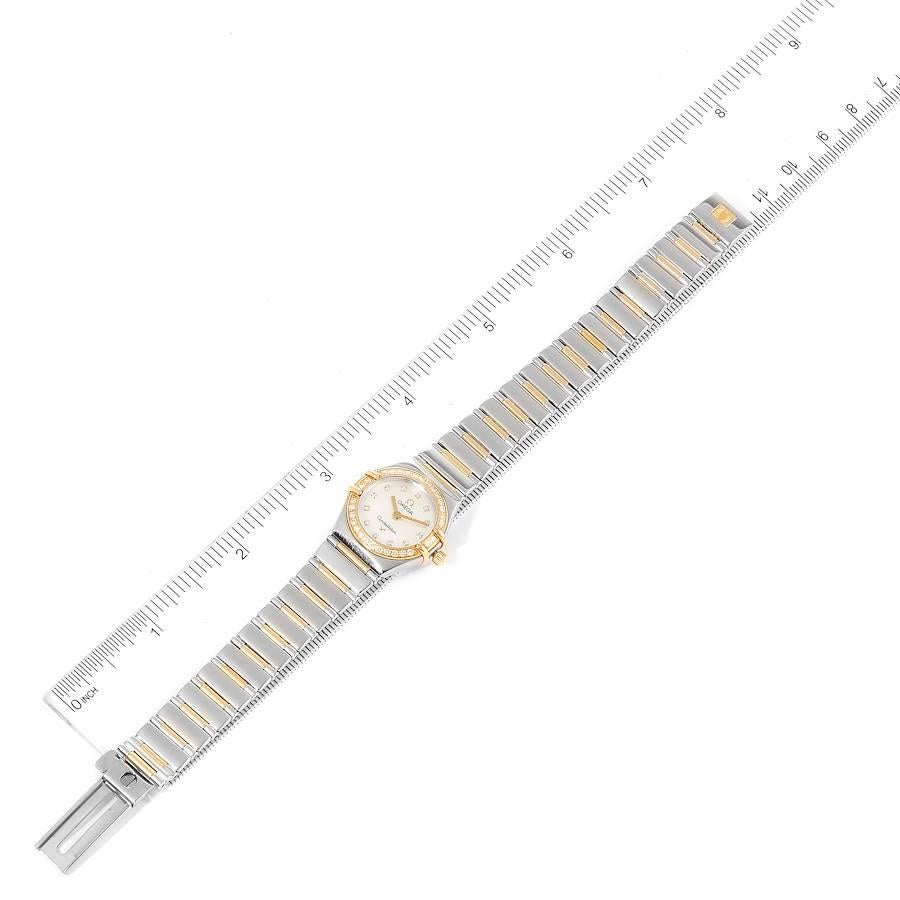 Omega Constellation Steel Yellow Gold Diamond Ladies Watch 1365.75.00 Box Card For Sale 4