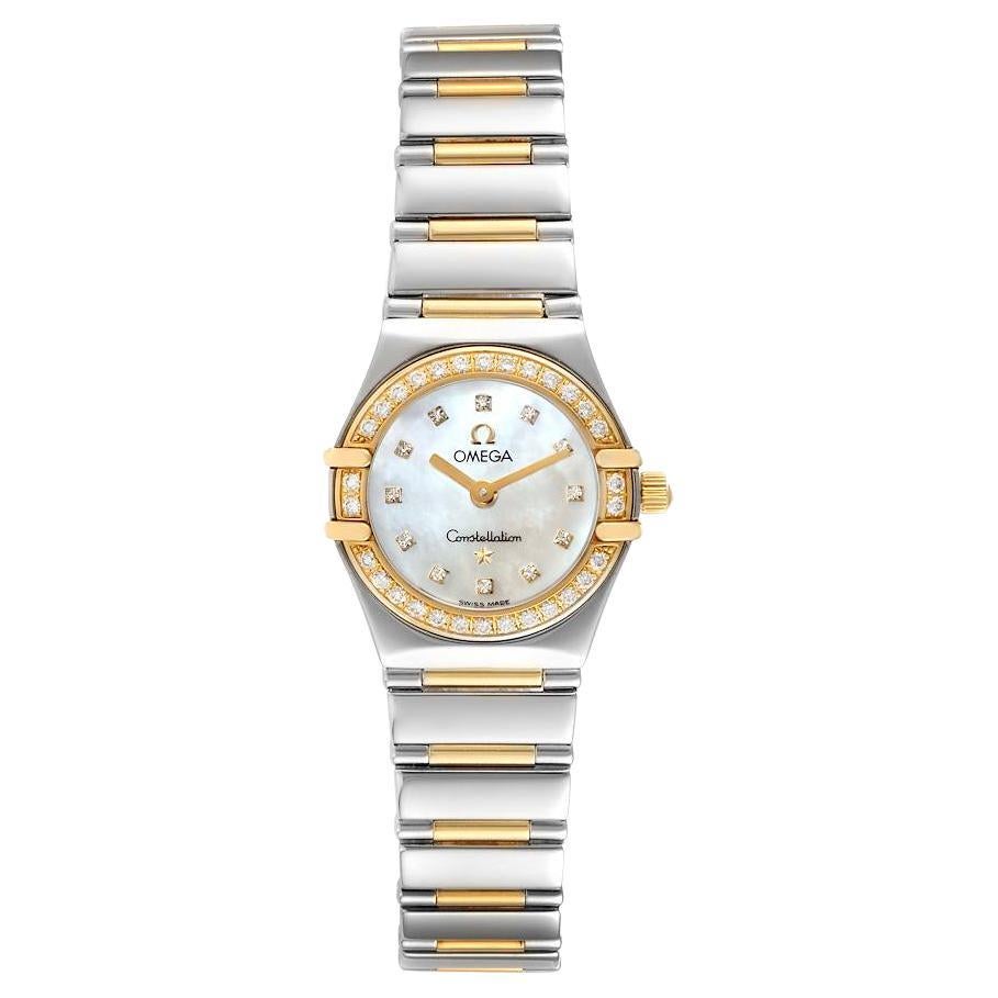 Omega Constellation Steel Yellow Gold Diamond Ladies Watch 1365.75.00 Box Card