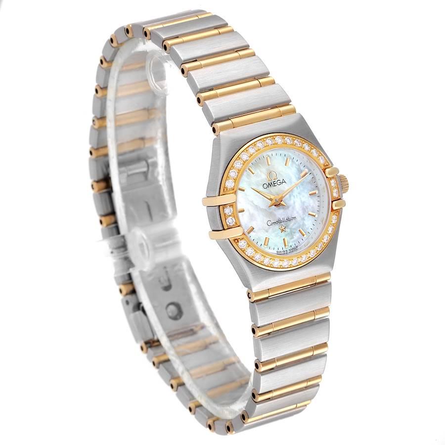 Omega Constellation Steel Yellow Gold MOP Diamond Ladies Watch 1267.70.00 In Excellent Condition For Sale In Atlanta, GA