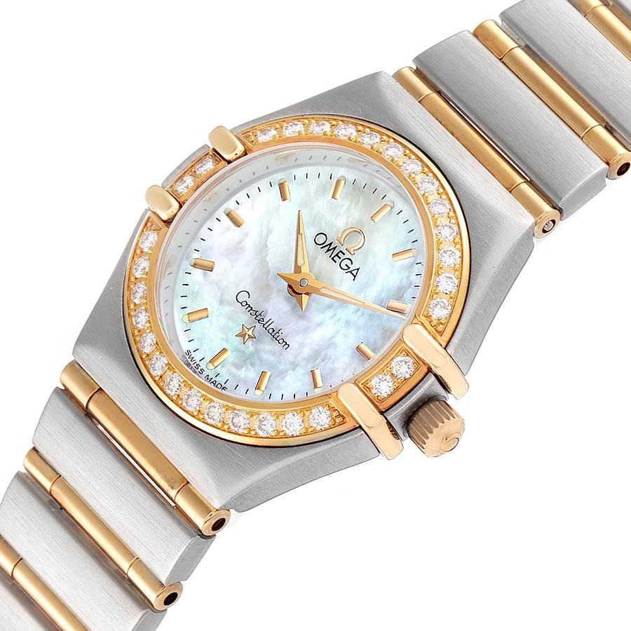Omega Constellation Steel Yellow Gold MOP Diamond Ladies Watch 1267.70.00 For Sale 1