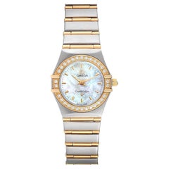 Omega Constellation Steel Yellow Gold MOP Diamond Ladies Watch 1267.70.00