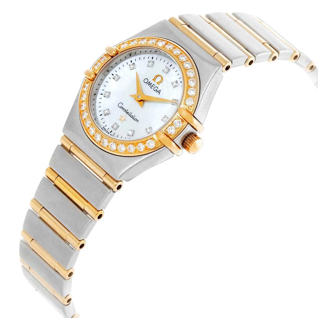Omega Constellation Steel Yellow Gold MOP Diamond Ladies Watch 1267.75.00 In Excellent Condition For Sale In Atlanta, GA