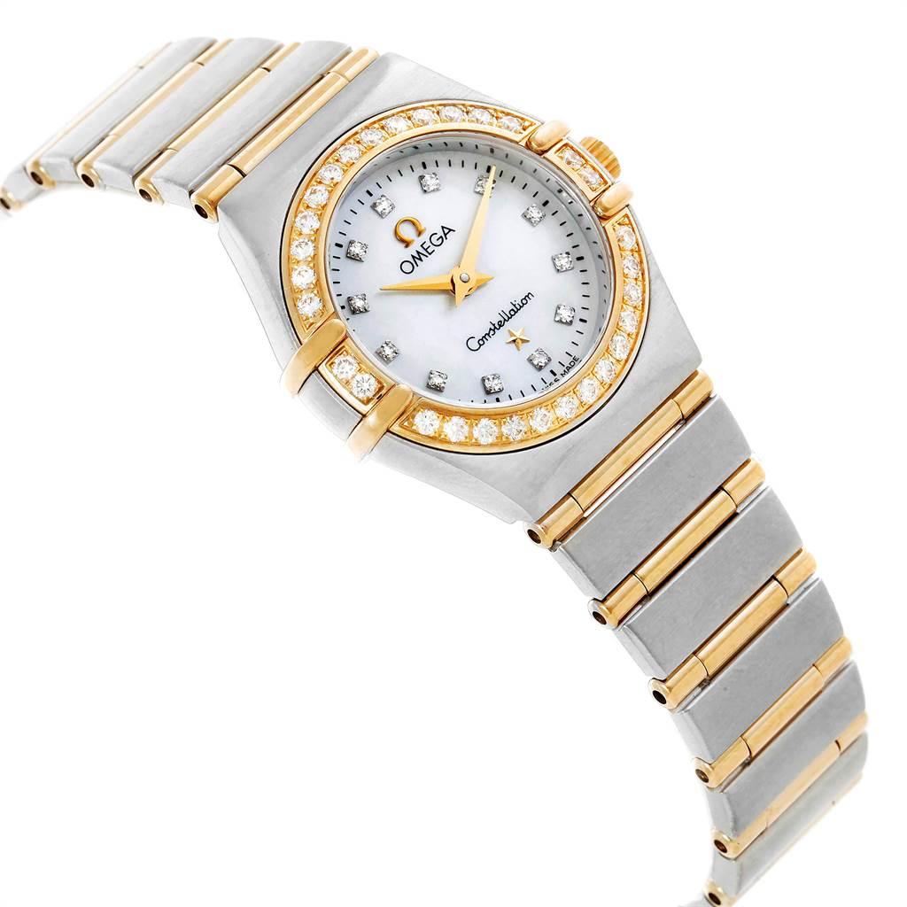 Women's Omega Constellation Steel Yellow Gold MOP Diamond Ladies Watch 1267.75.00 For Sale