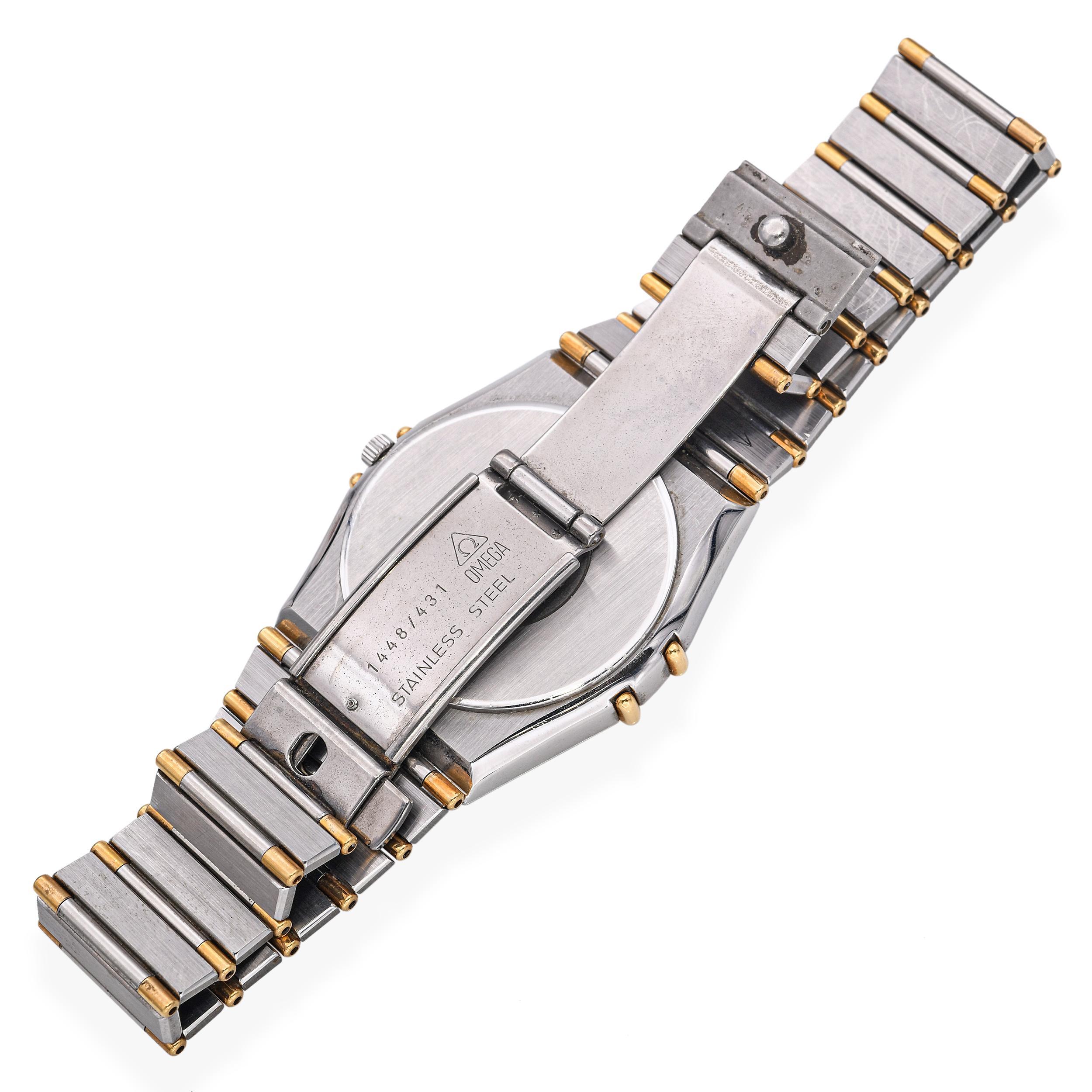 Omega Constellation Zweifarbige Edelstahl Datum Quarz Herrenuhr im Angebot 1