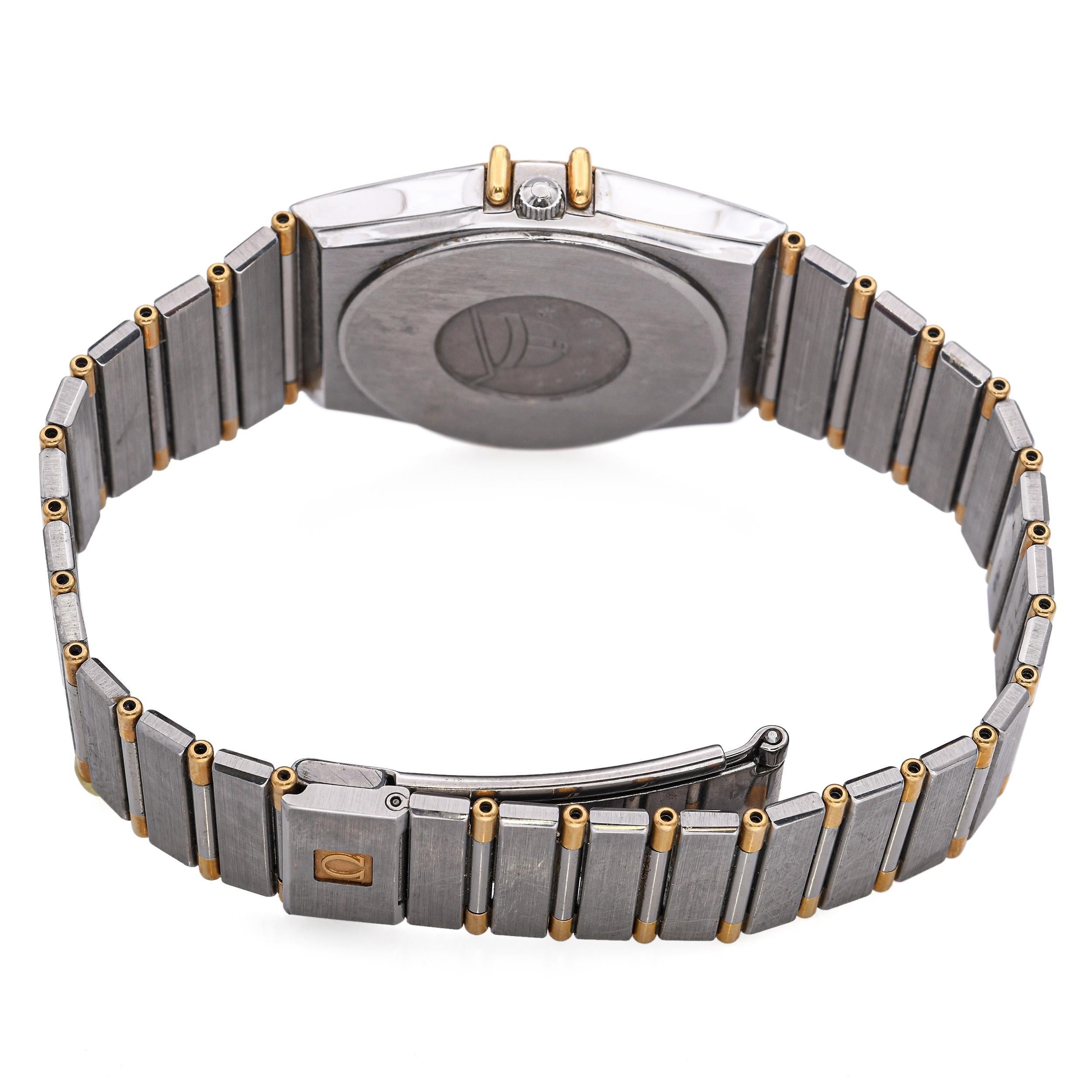 Omega Constellation Zweifarbige Edelstahl Datum Quarz Herrenuhr im Angebot 2