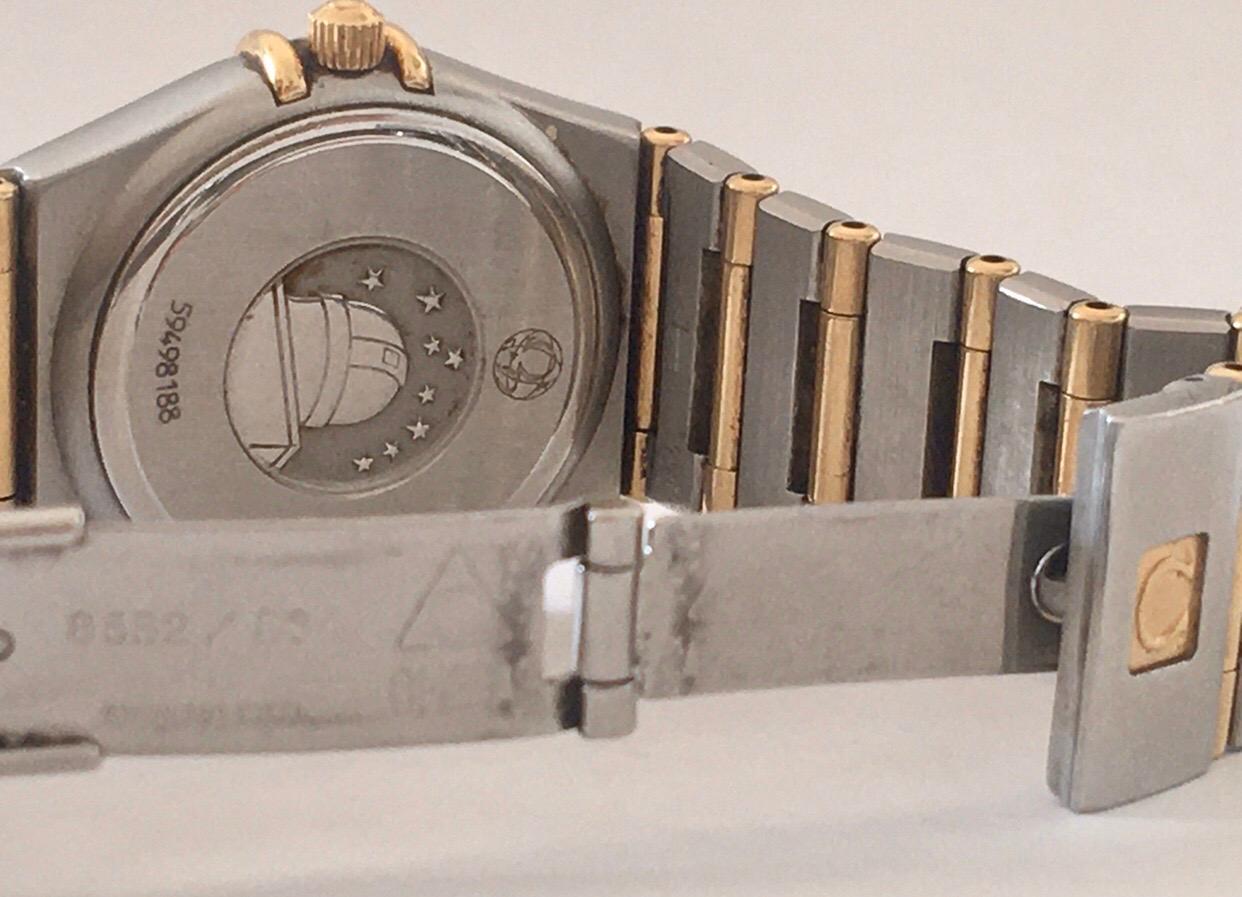Omega Montre Constellation en or jaune et acier avec diamants, pour femmes en vente 11