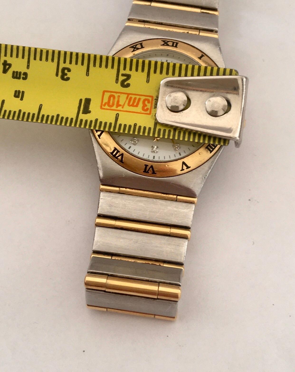 Omega Montre Constellation en or jaune et acier avec diamants, pour femmes en vente 12