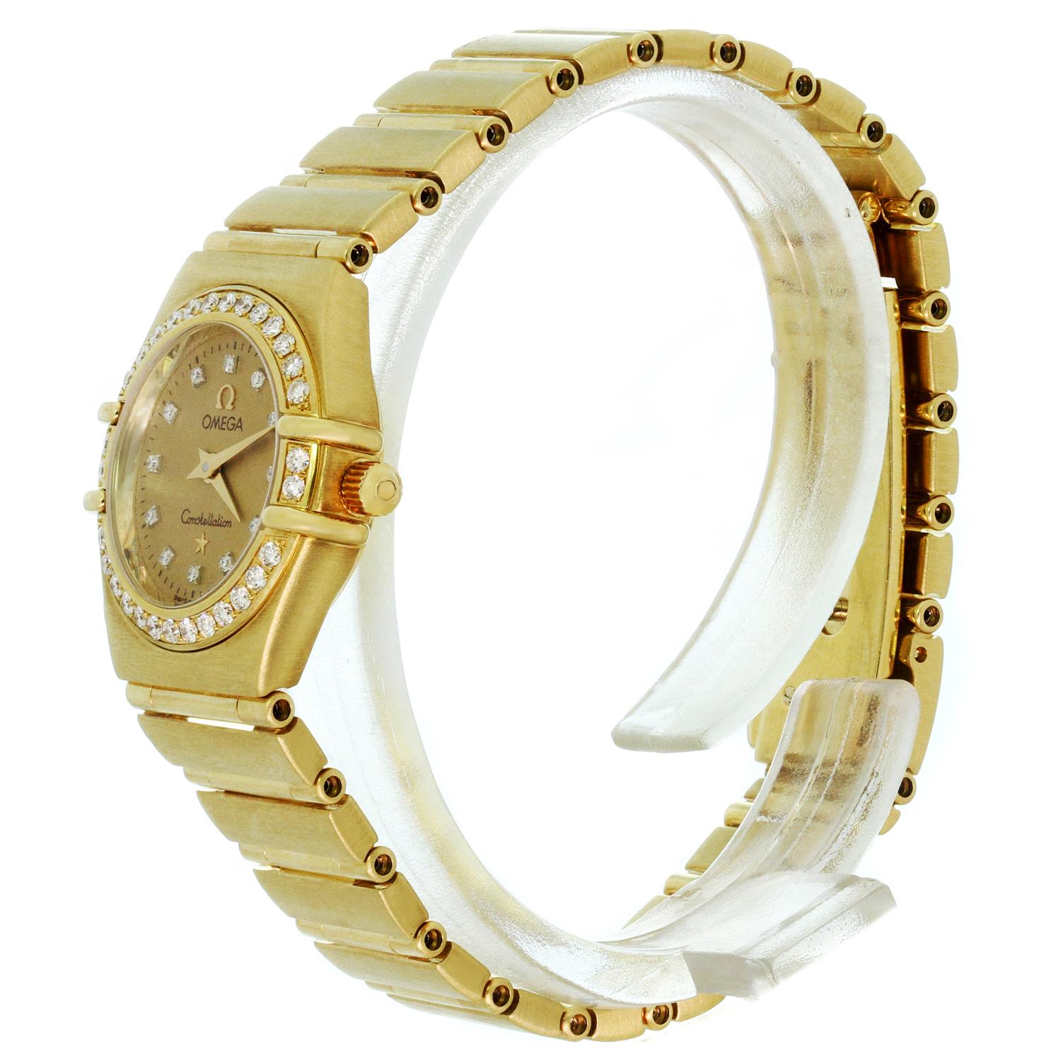 Omega Constellation Yellow Gold Diamond Bezel Diamond Dial Women��’s Watch 2