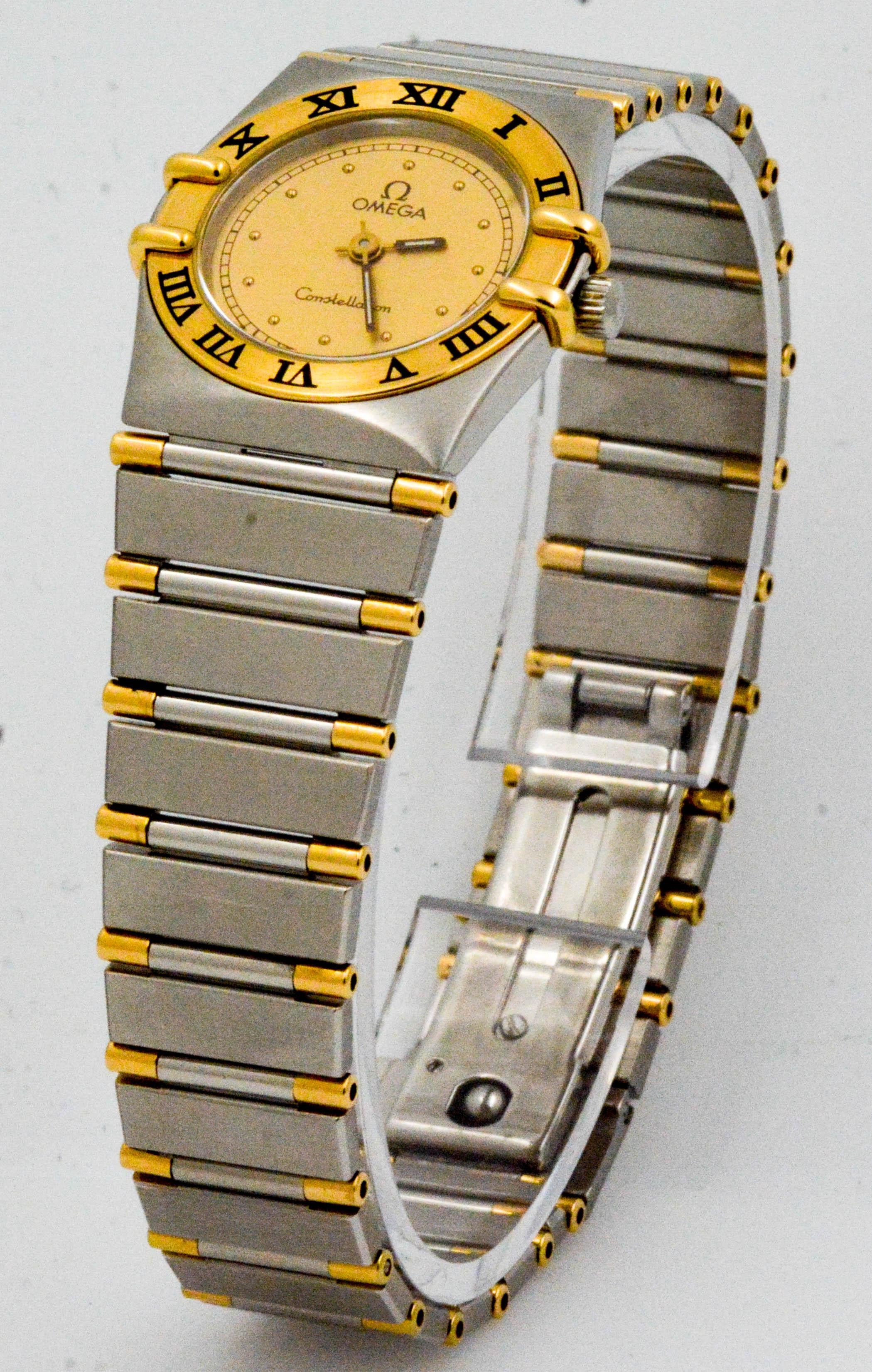 Modern Omega Constellation Yellow Gold Stainless Steel Quartz Wristwatch