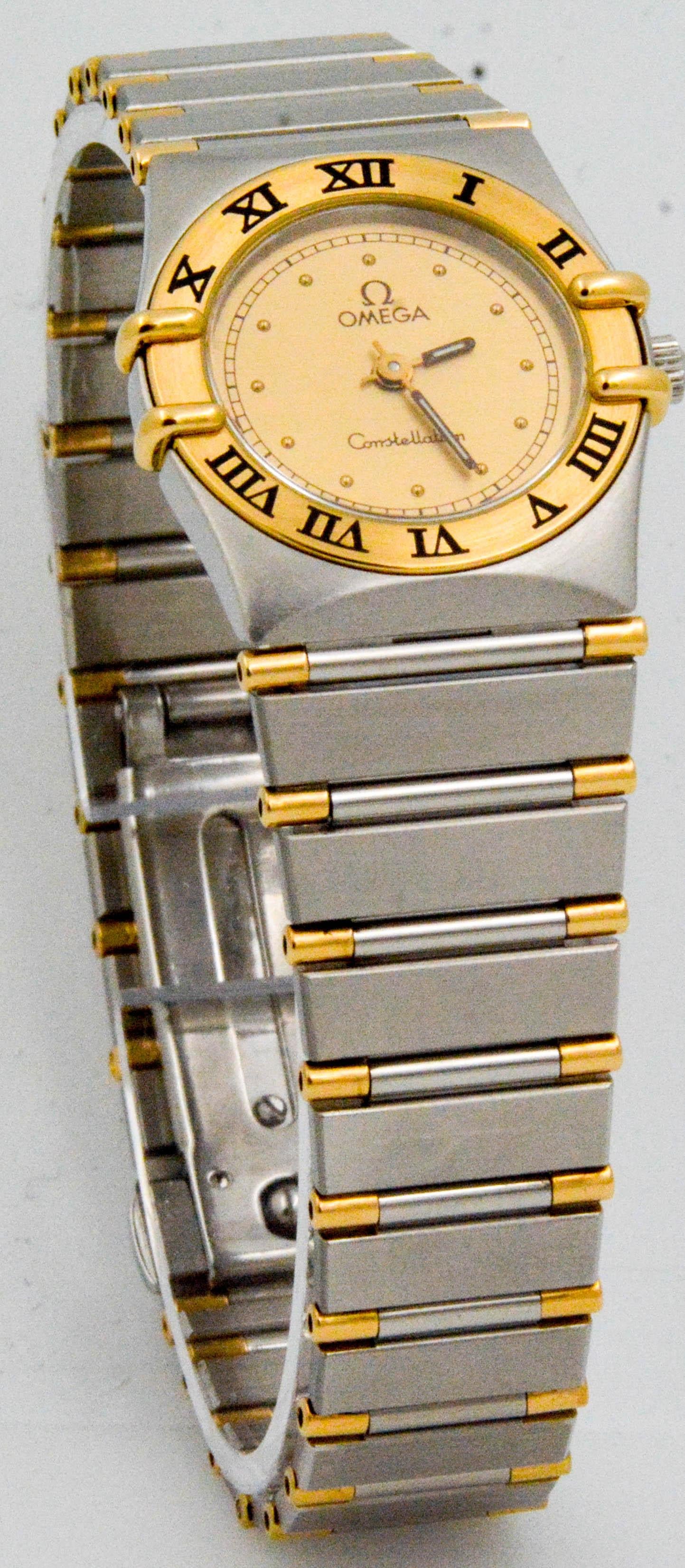 Omega Constellation Yellow Gold Stainless Steel Quartz Wristwatch In Excellent Condition In Dallas, TX