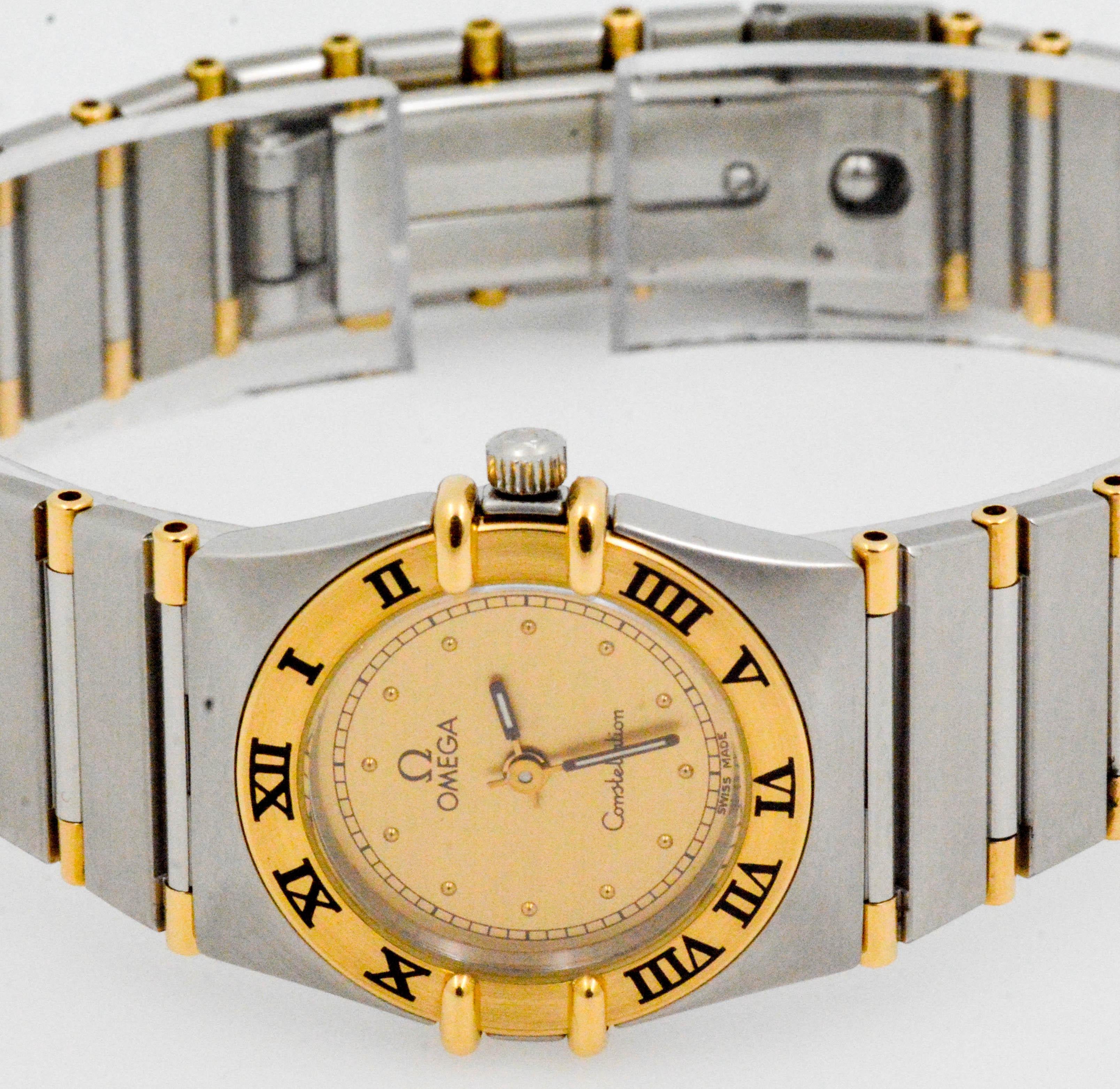 Women's or Men's Omega Constellation Yellow Gold Stainless Steel Quartz Wristwatch