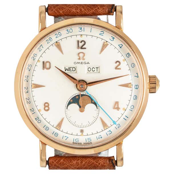 Omega Cosmic Moonphase Triple Date Rose Gold Watch at 1stDibs omega Omega Cosmic Moonphase Triple Date Rose Gold Watch at 1stDibs omega