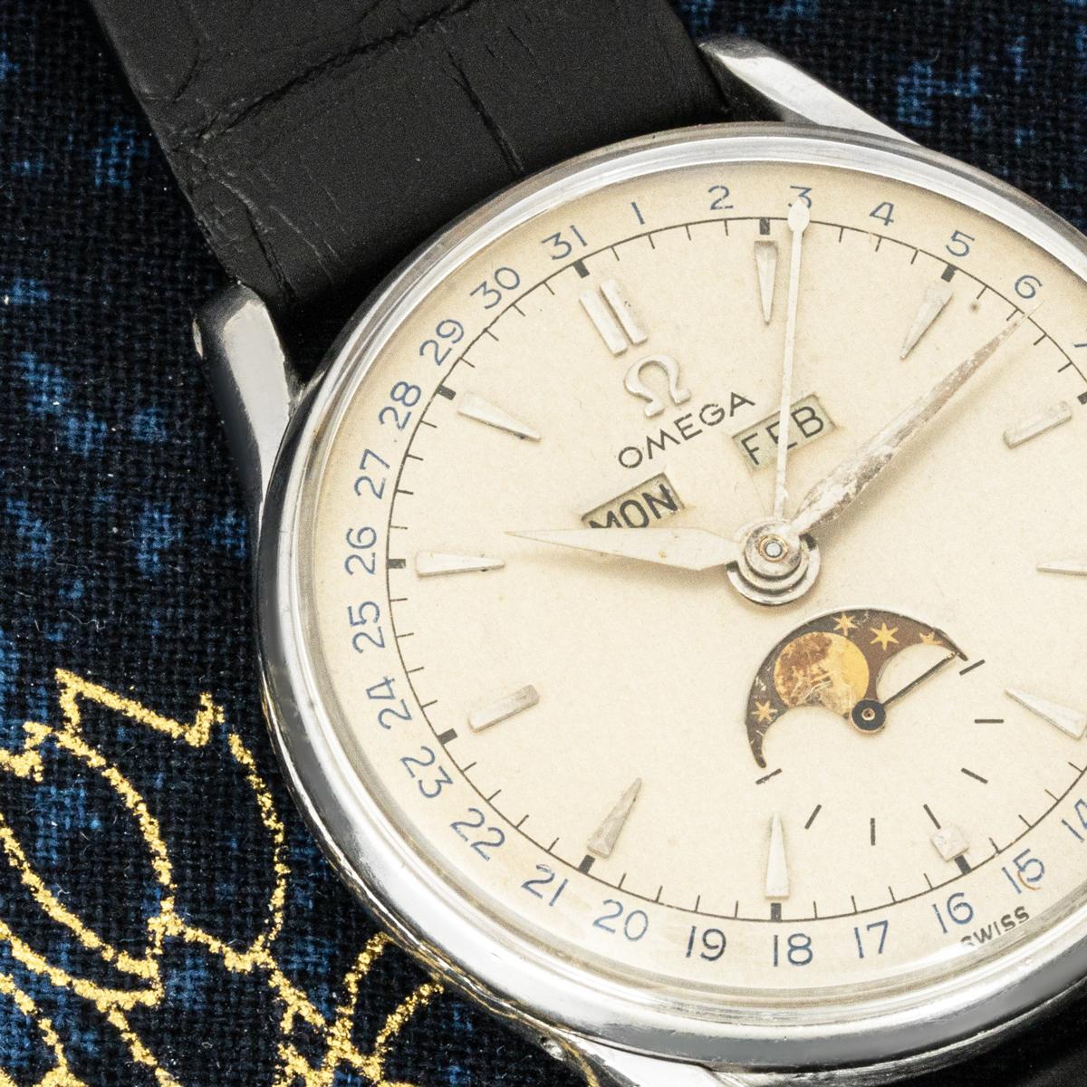 Women's or Men's Omega Cosmic Triple Date Calendar Moonphase 35mm For Sale