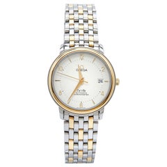 Omega Cream 18k Yellow Gold Stainless Steel De Ville Prestige 4312.21.00 Men's