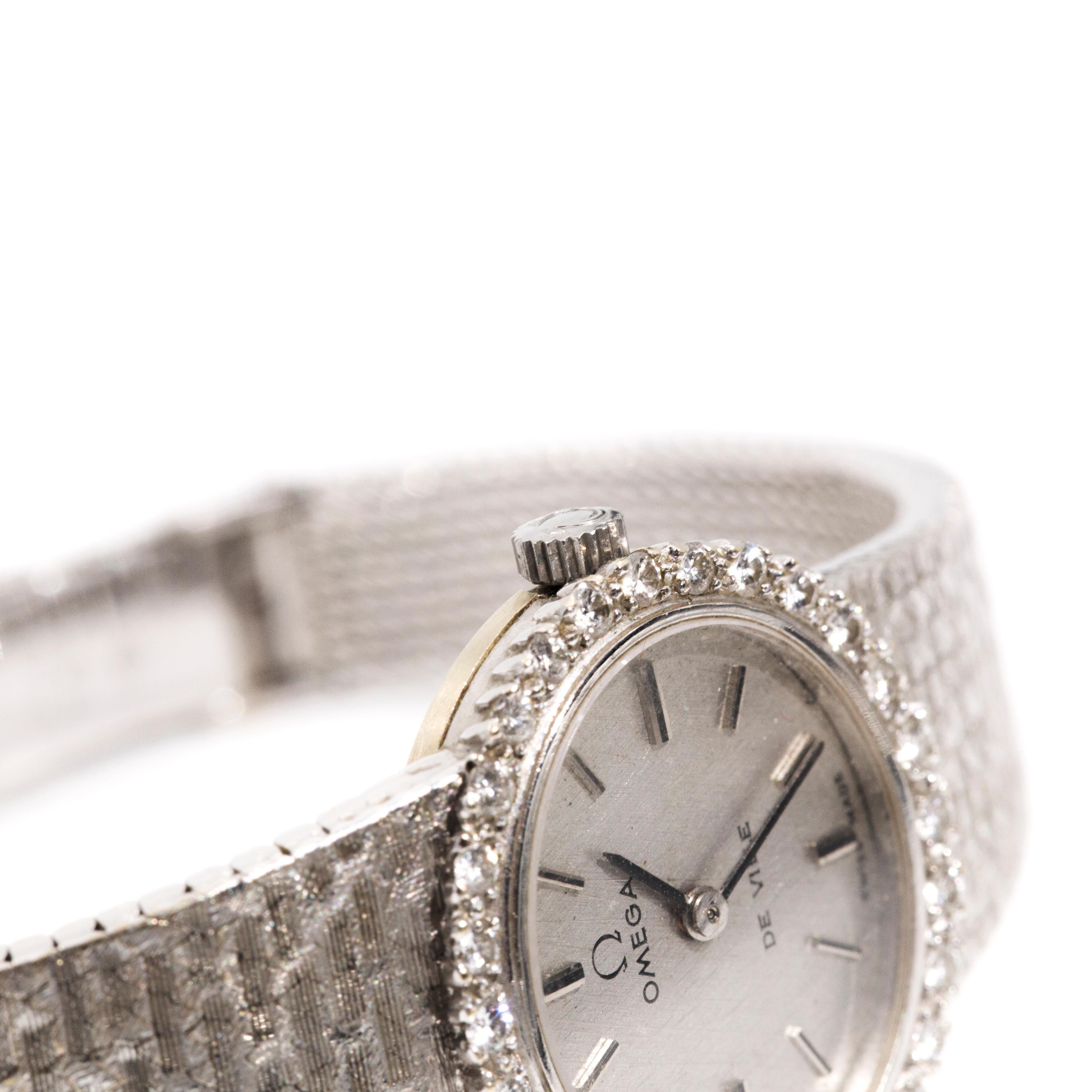  Omega De Ville 18 Carat White Gold and Diamond Vintage Ladies Automatic Watch 4