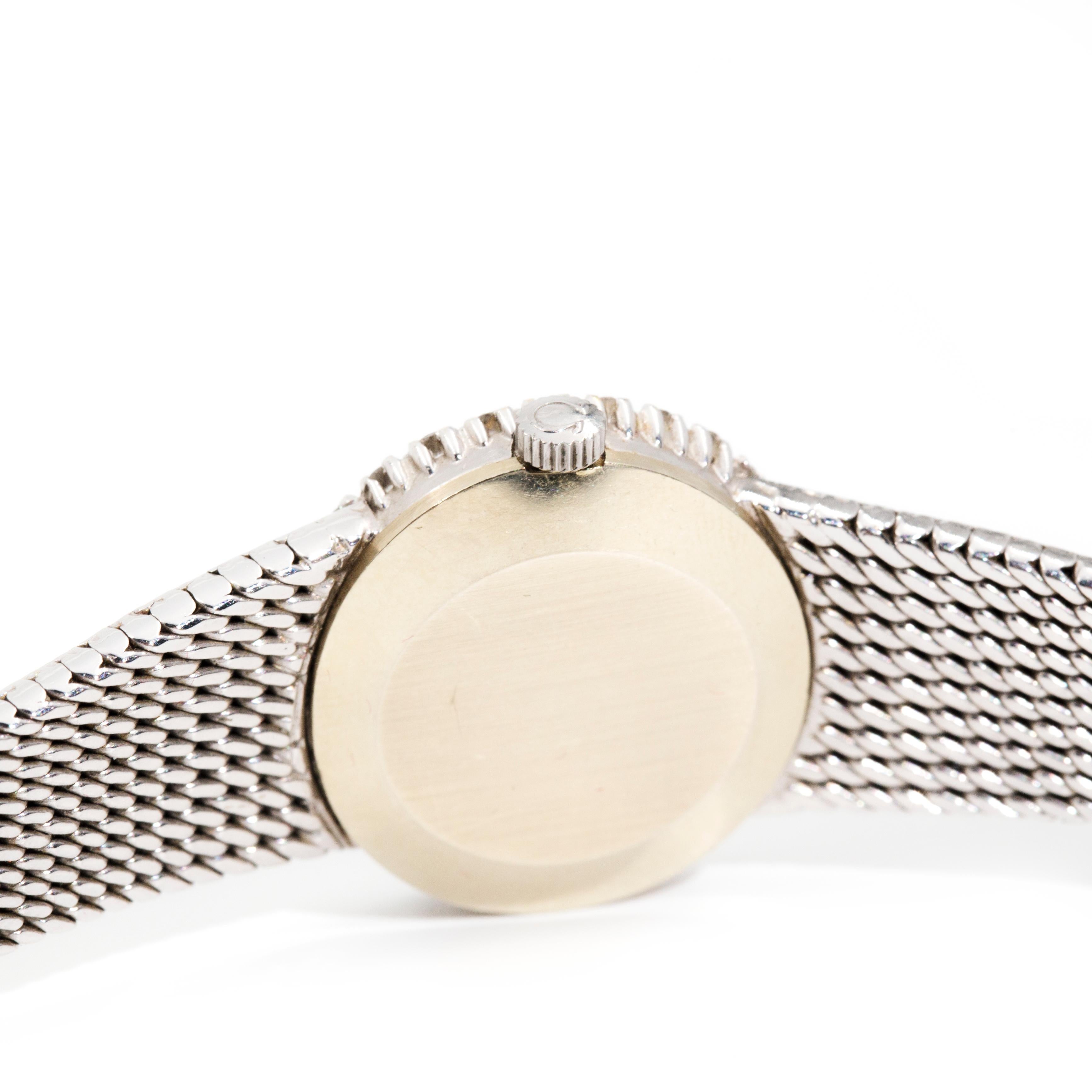  Omega De Ville 18 Carat White Gold and Diamond Vintage Ladies Automatic Watch 6