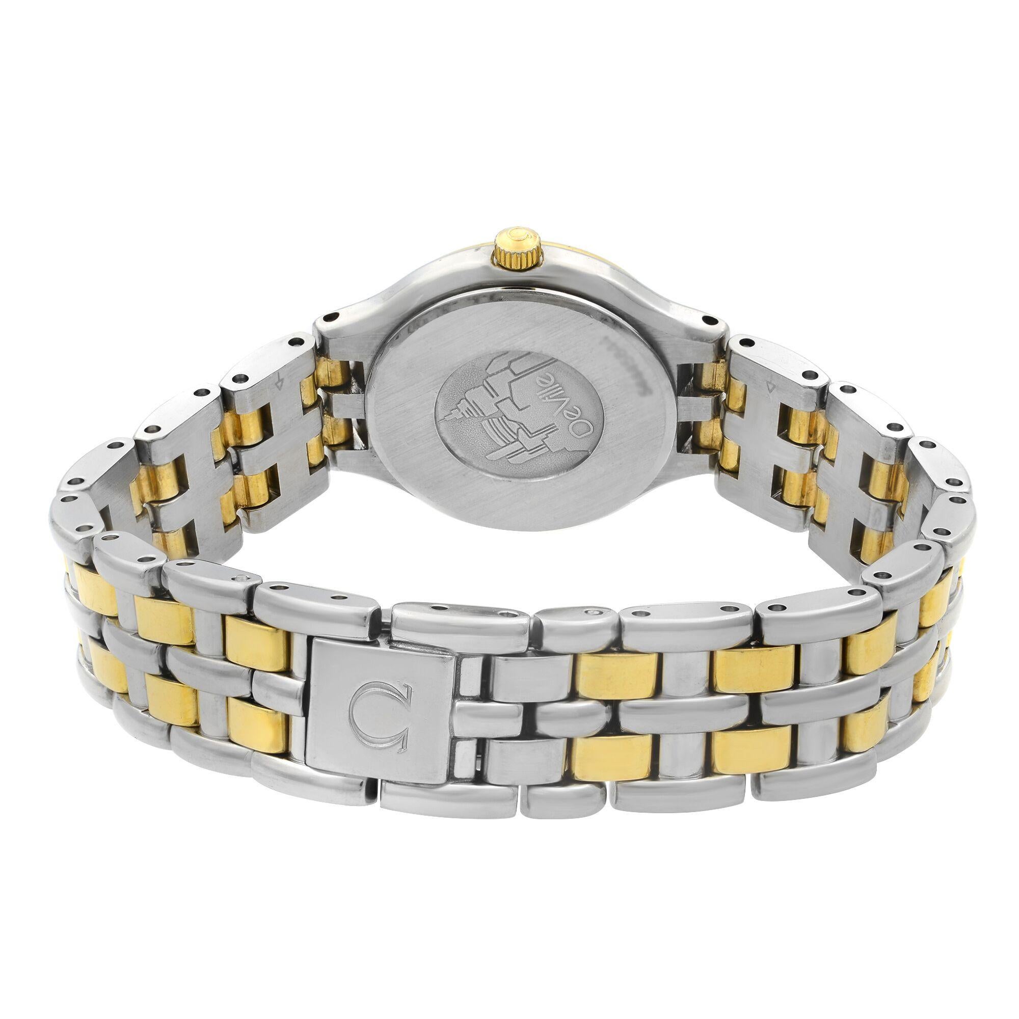 Omega De Ville 18 Karat Gold Steel Gold Dial Quartz Ladies Watch 1