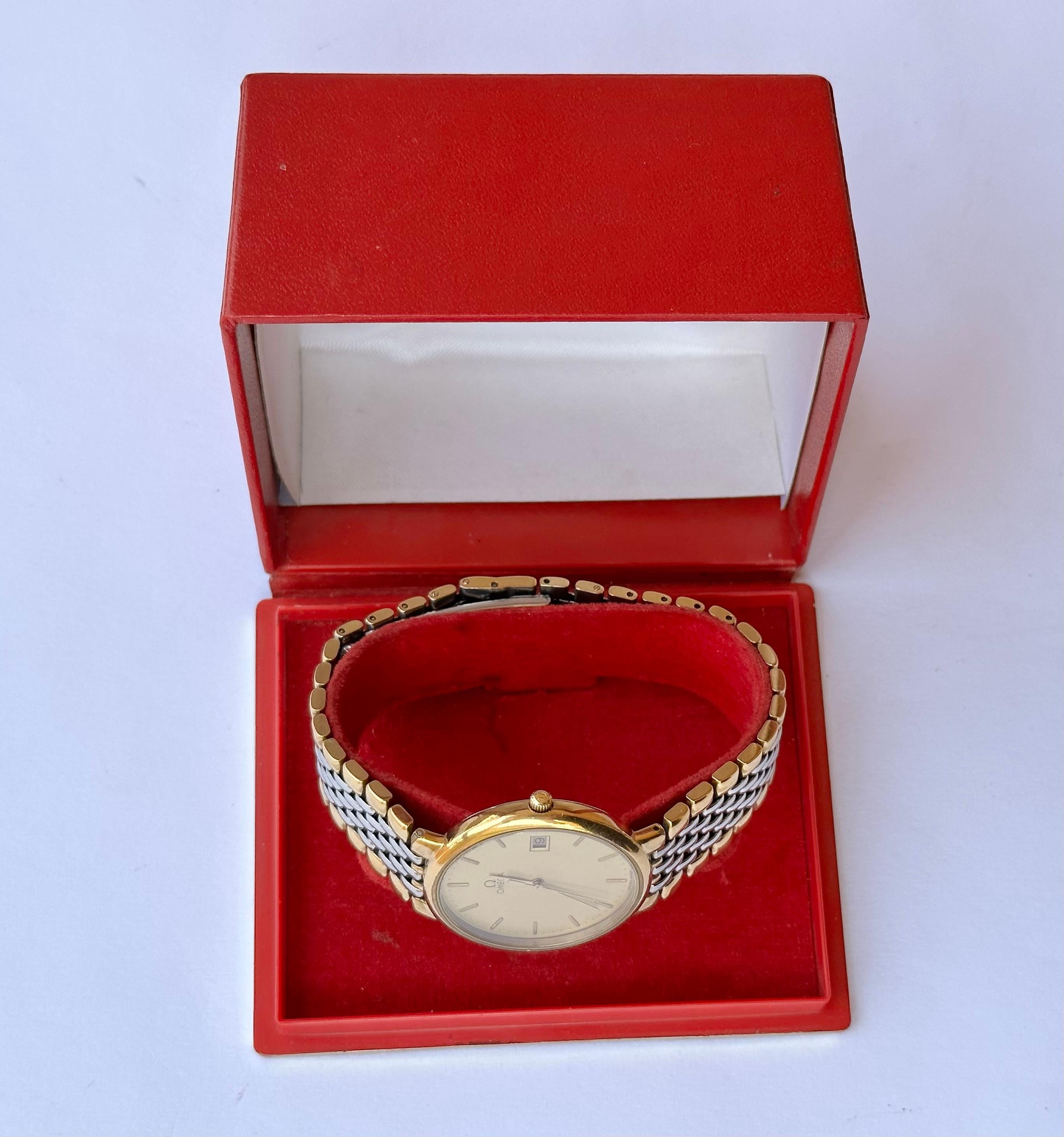 Omega De Ville 3961012 Vergoldete dünne Uhr mit goldenem Datum 3