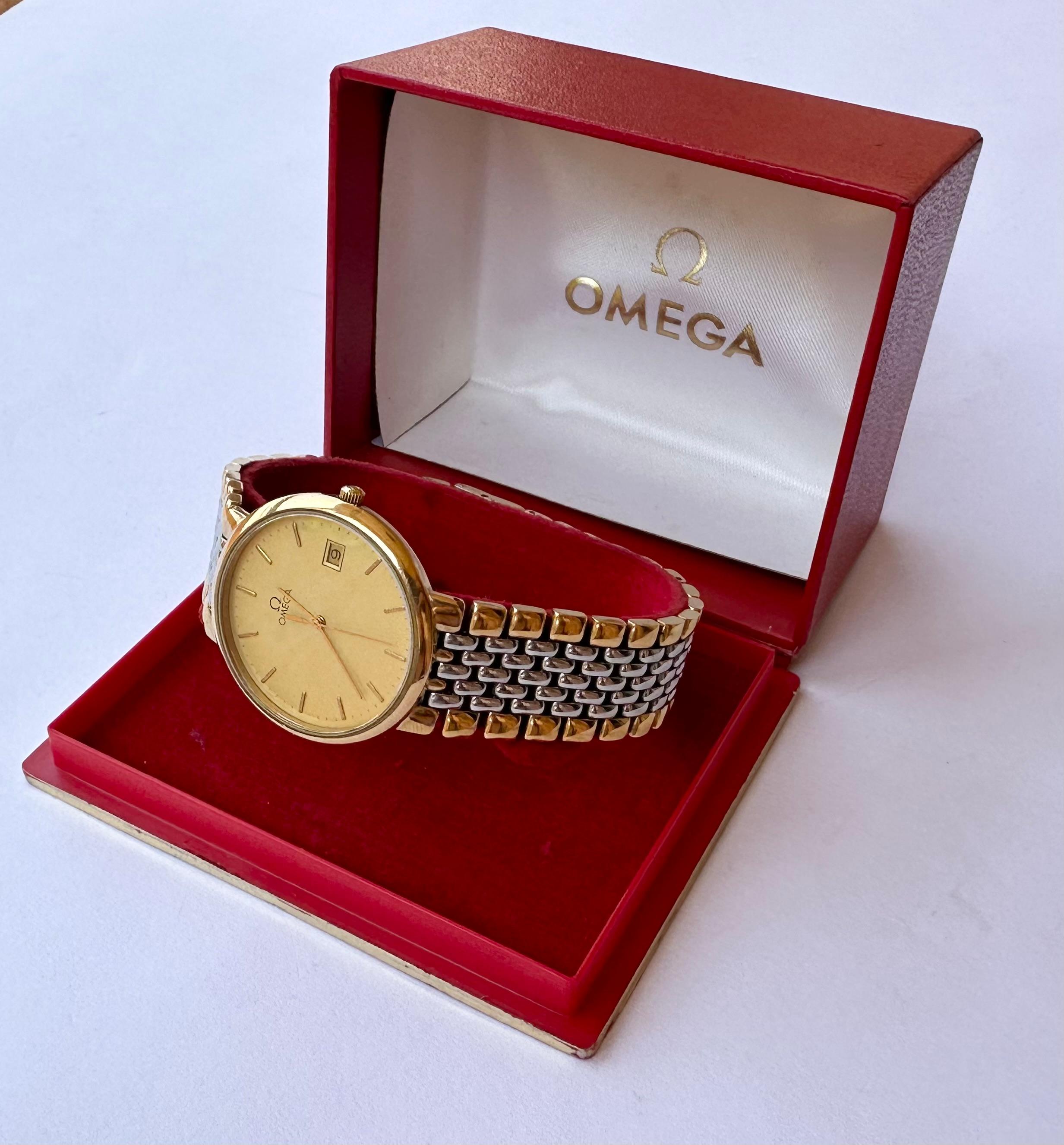 Omega De Ville 3961012 Vergoldete dünne Uhr mit goldenem Datum 5