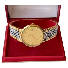 Omega De Ville 3961012 Golden Date Gold Plated Thin Watch