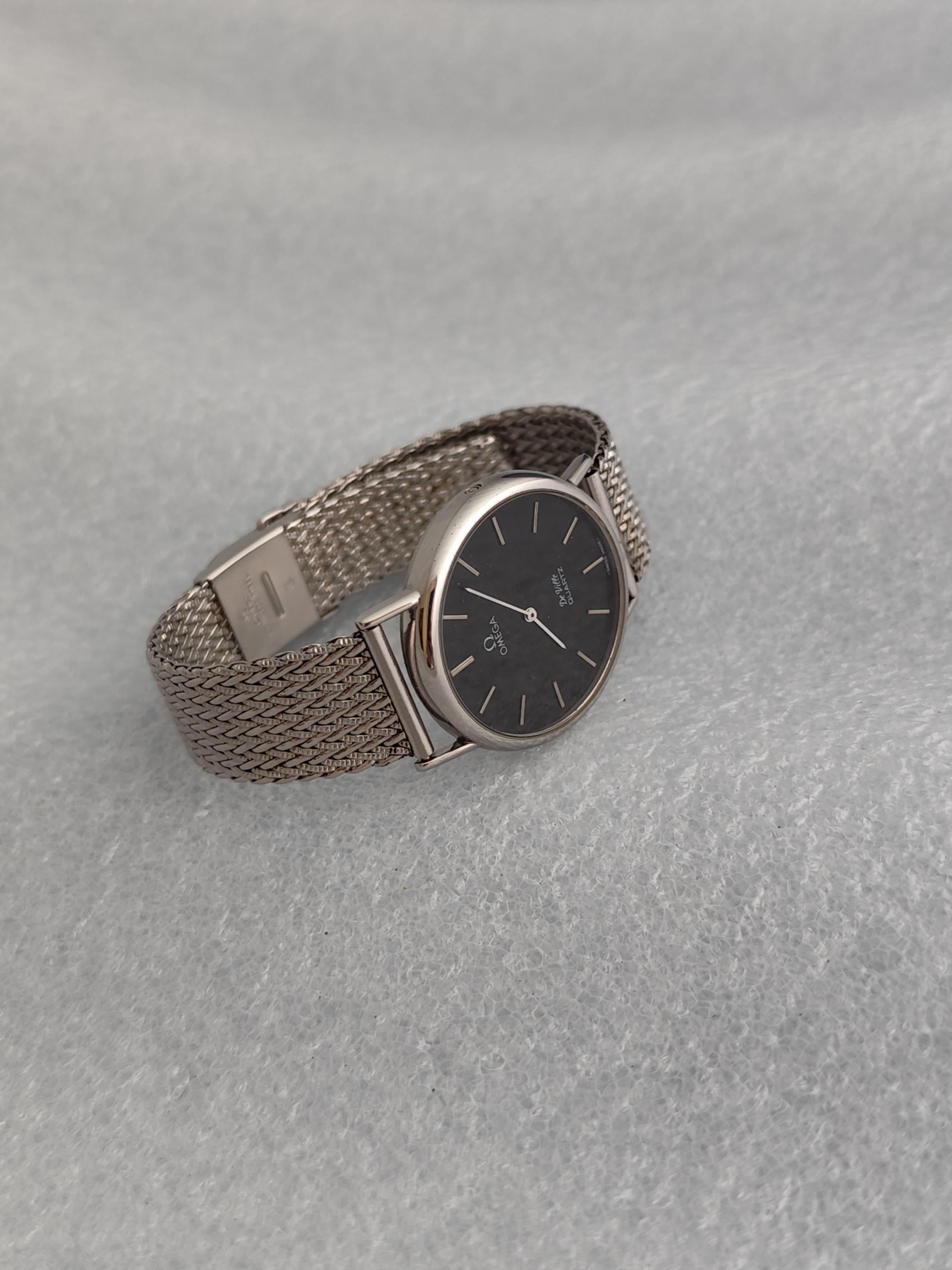 Omega De Ville Quadrante nero Waffle 1910092 Orologio in acciaio inossidabile in vendita 3