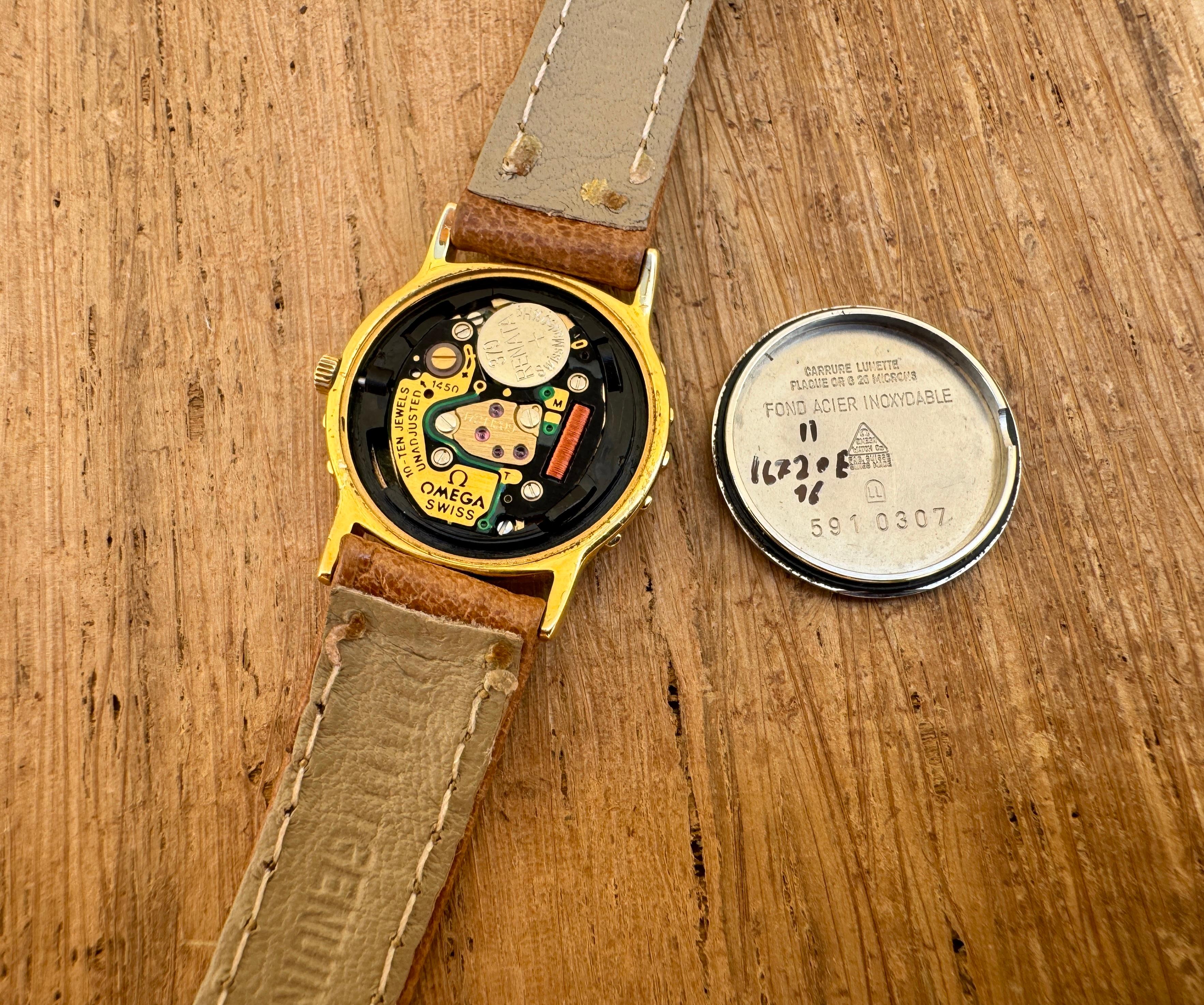 Omega De Ville cal 1450 Rare Lined Dial Ladies Vintage Watch For Sale 8