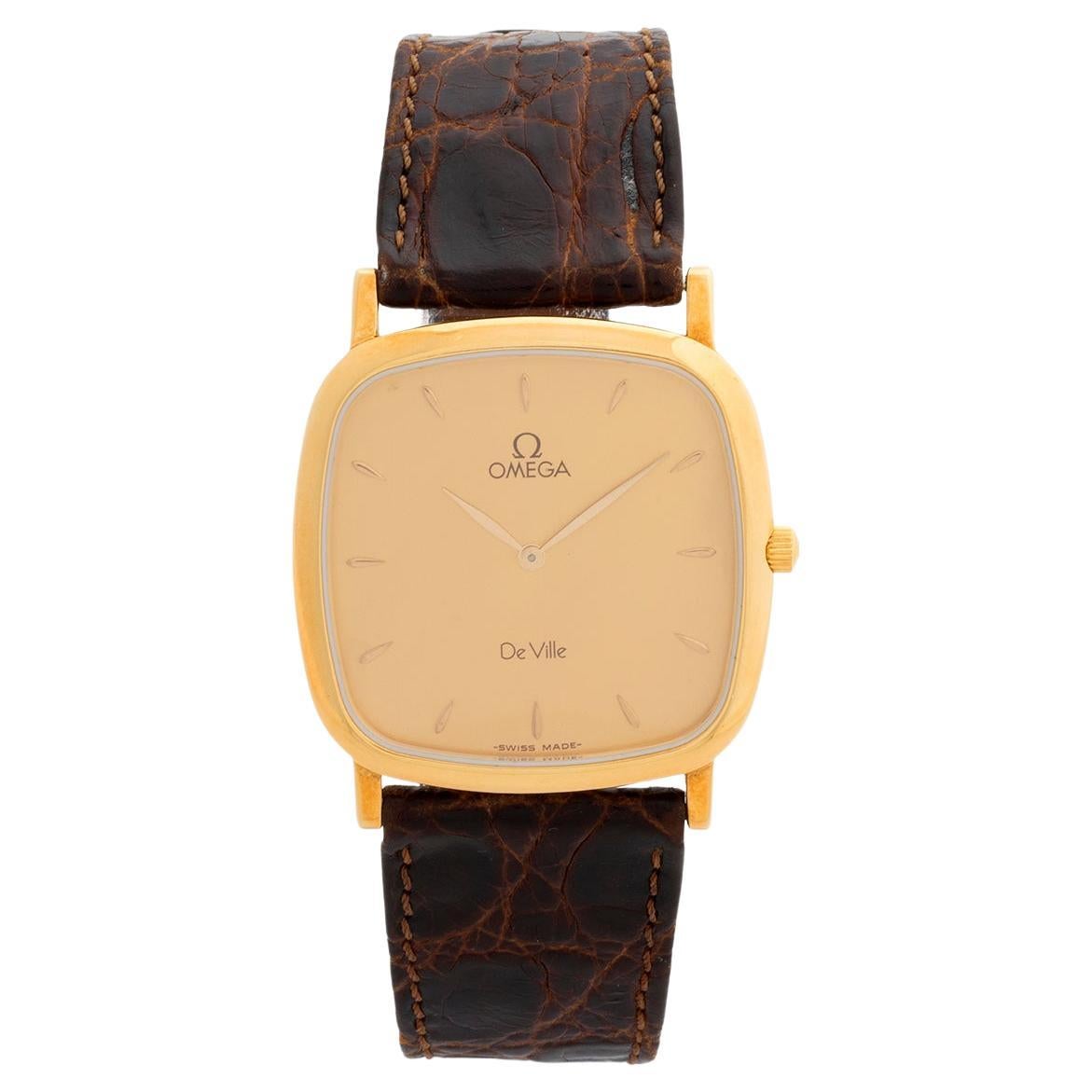 Omega De Ville, dual reference 1953378 / 3953378. Stamped 18ct Yellow Gold, 1990 For Sale