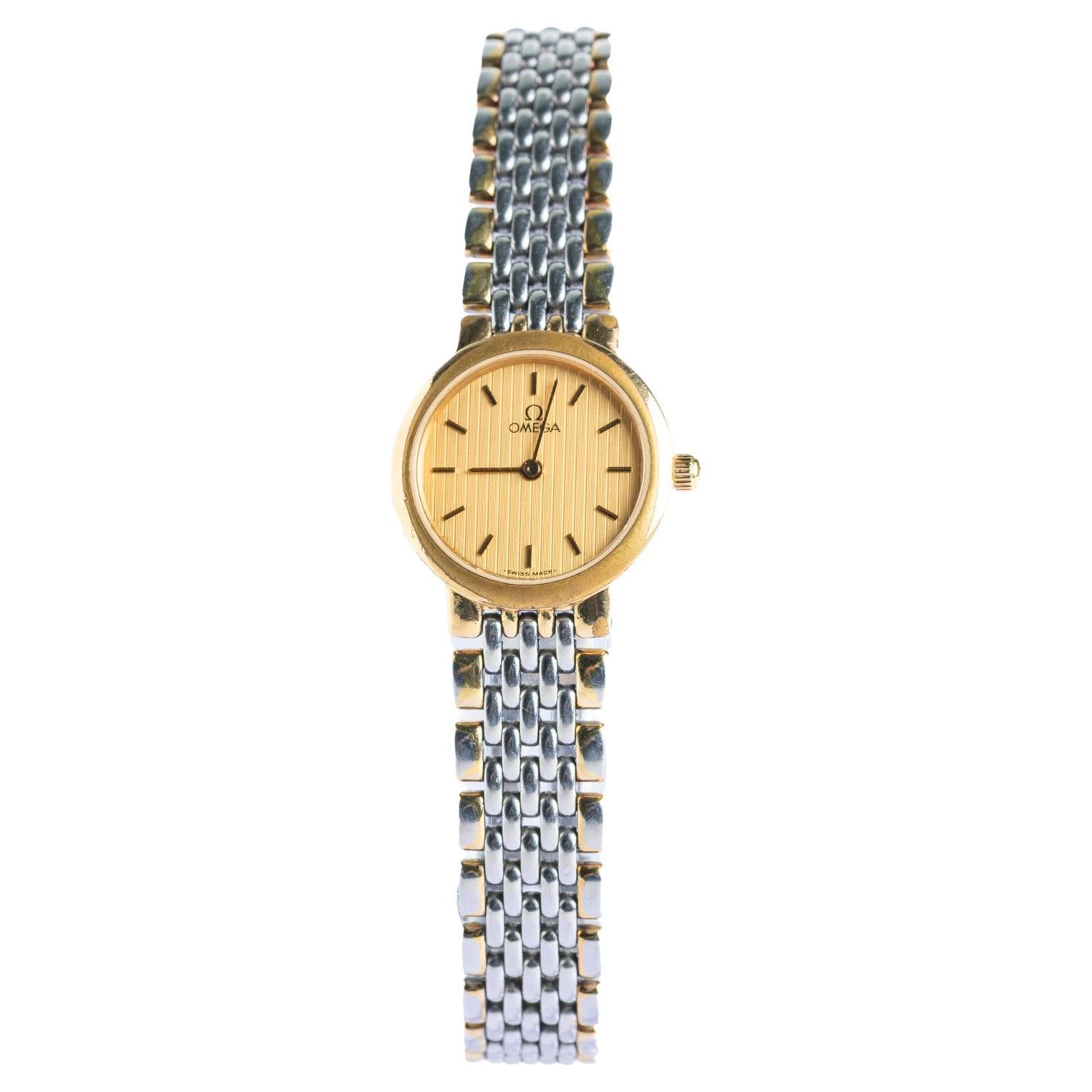 Reloj de pulsera Omega De Ville dorado y plateado, Reloj de señora