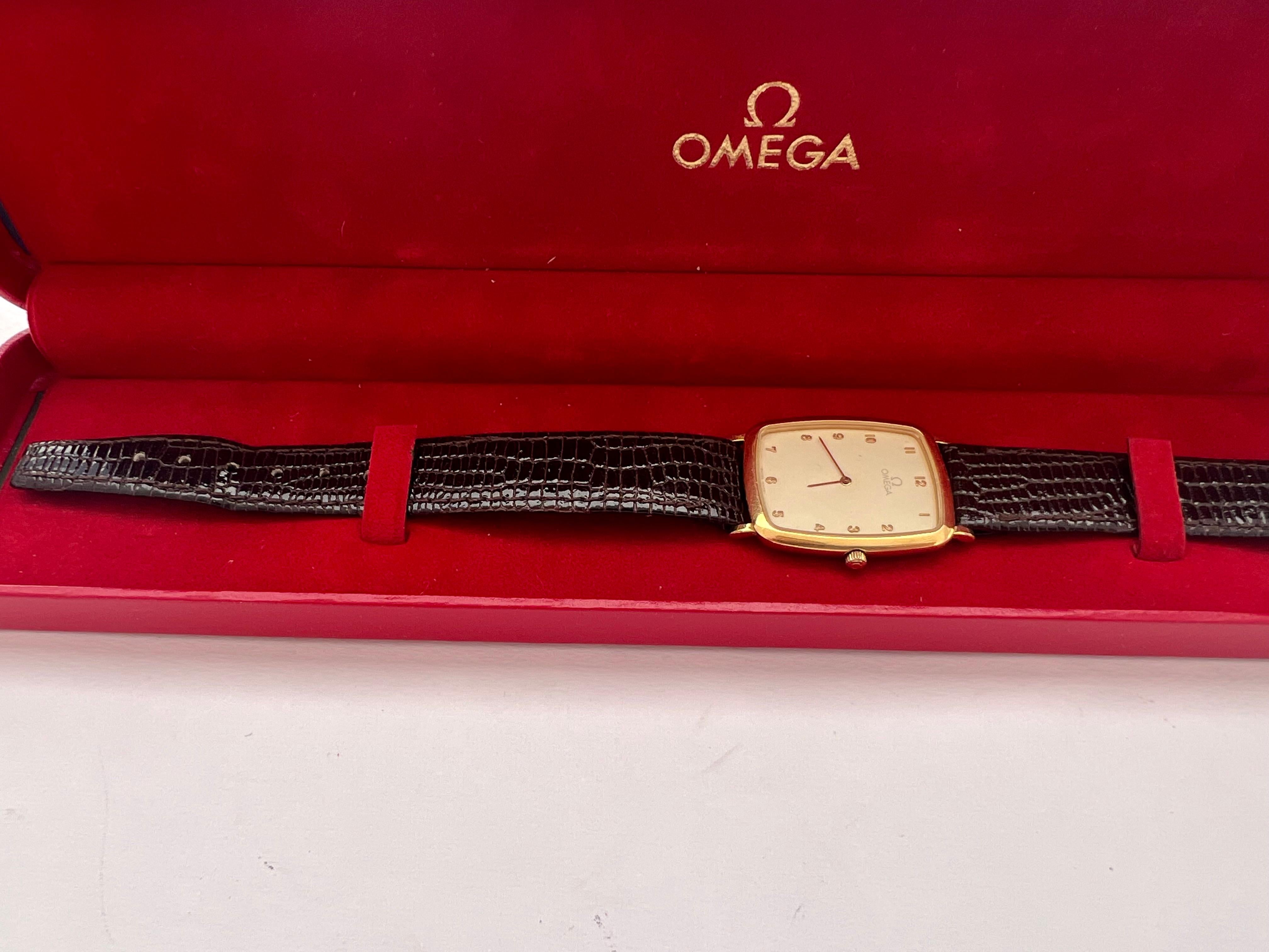 Omega De Ville Gold Plated Slim Ref 195.0076.2 Arabic Numerals Watch In Good Condition In Toronto, CA