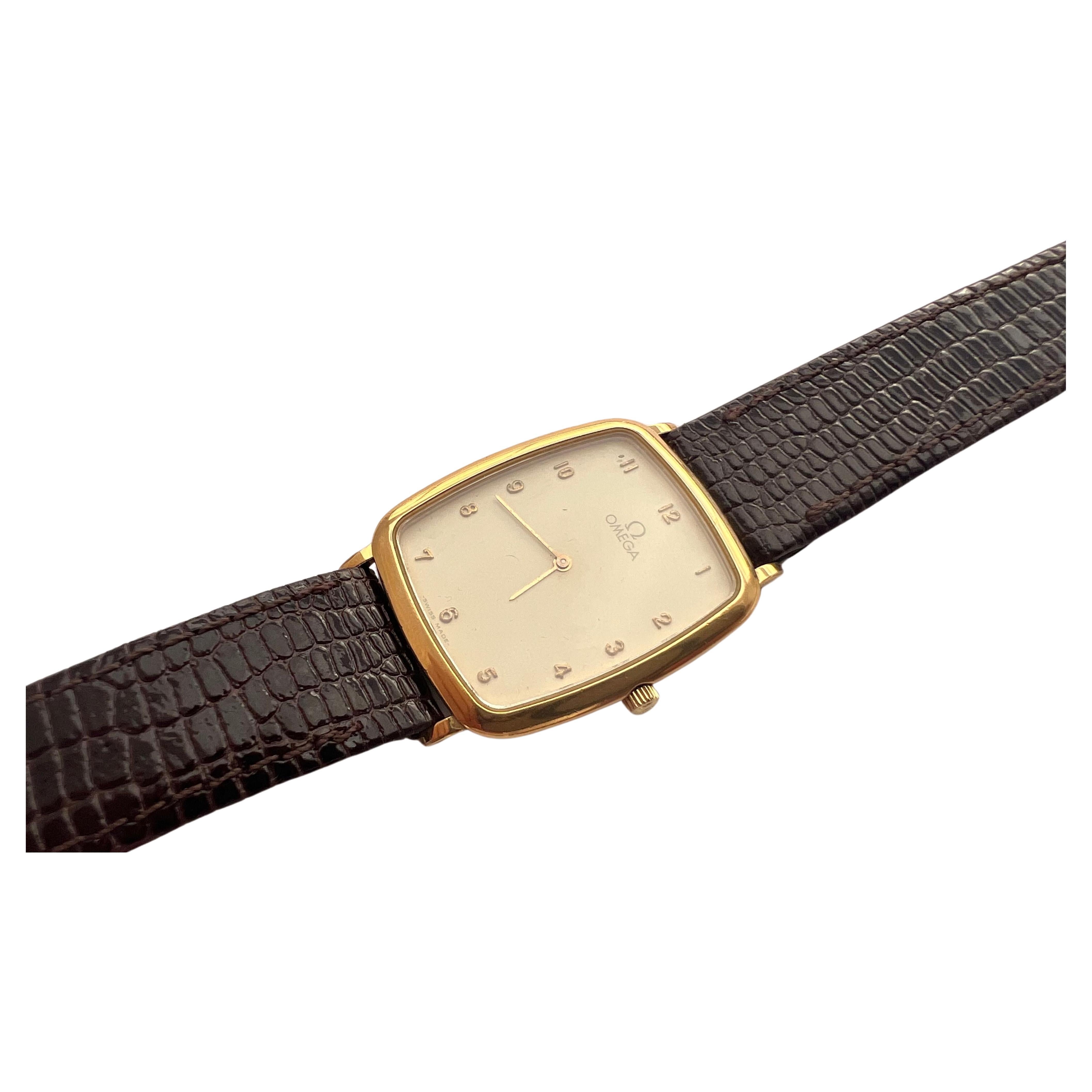 ​Brand : Omega

Model: Deville

Reference Number : 195.0076.2 

Features: Slim -  Arabic Numerals Dial 

Country Of Manufacture: Switzerland

Movement: Quartz 

Case Material: Gold Plated  Stainless Steel

Measurements : 26.3mm (excluding crown) X