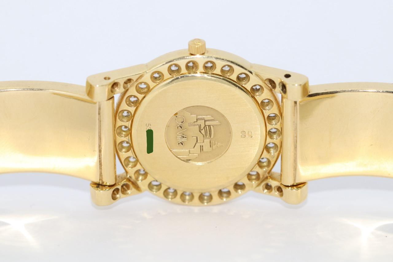 Omega De Ville Ladies Wrist Watch, 18 Karat Yellow Gold and 48 Diamonds For Sale 5
