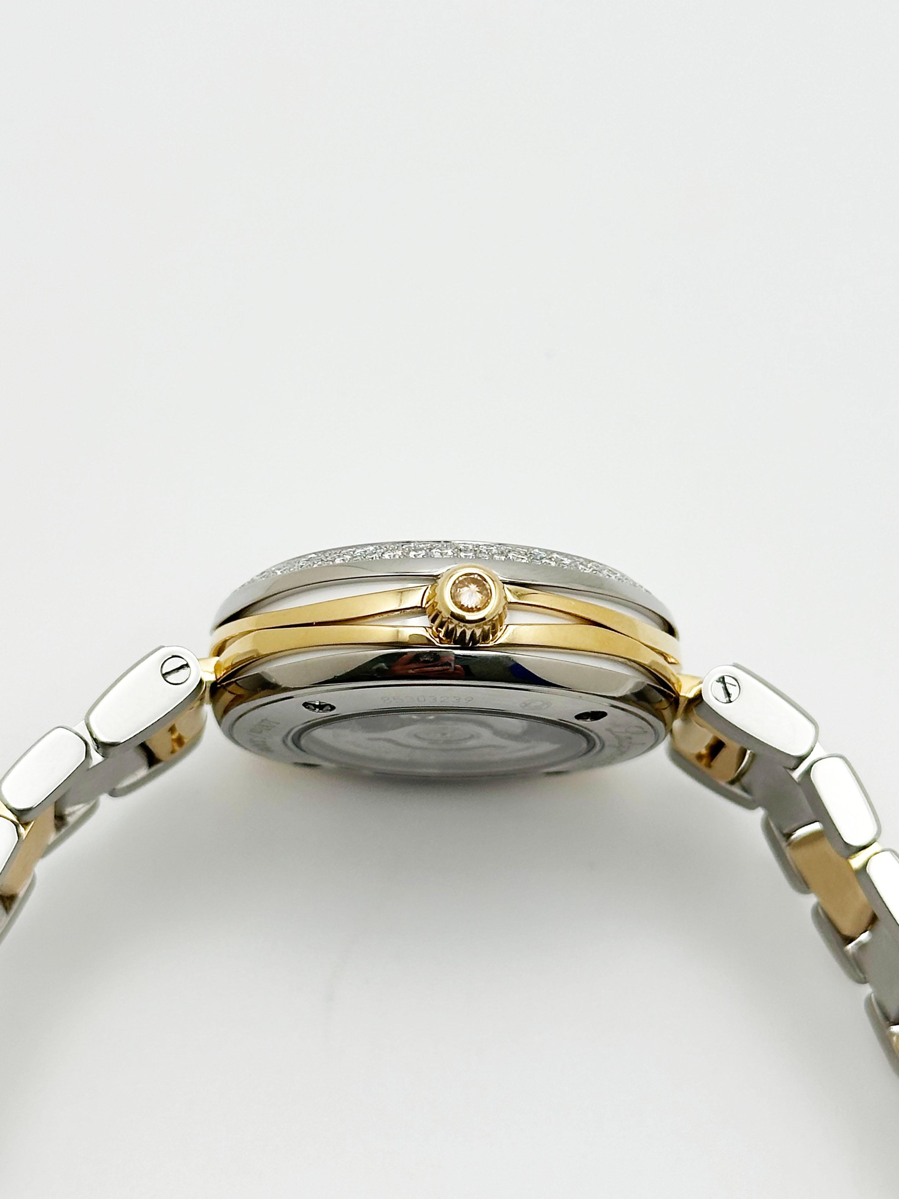 Omega De Ville Ladymatic 425.25.34.20.55.002 MOP Diamonds 18K Yellow Gold Steel For Sale 2