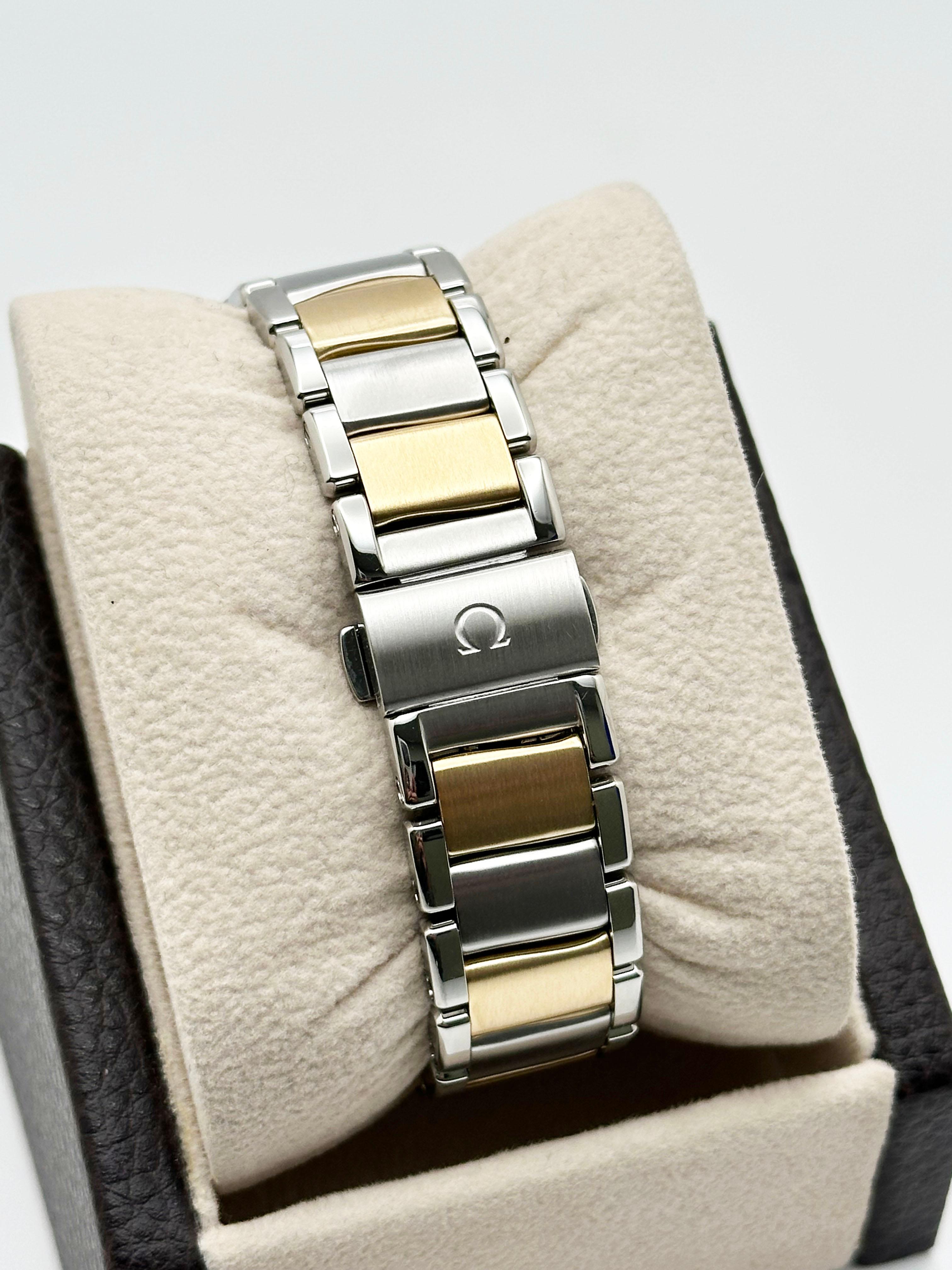 Omega De Ville Ladymatic 425.25.34.20.55.002 MOP Diamonds 18K Yellow Gold Steel For Sale 4